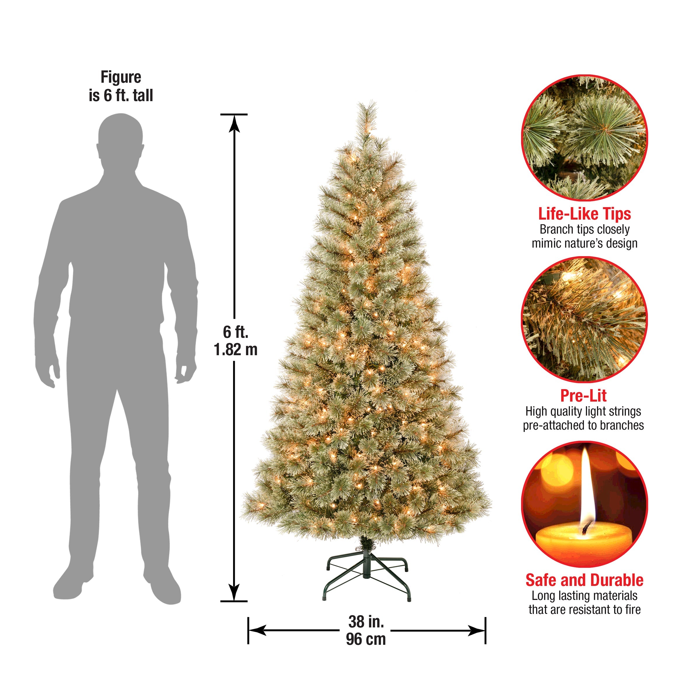 6 ft. Pre-Lit Arcadia Pine Cashmere with Clear Lights
