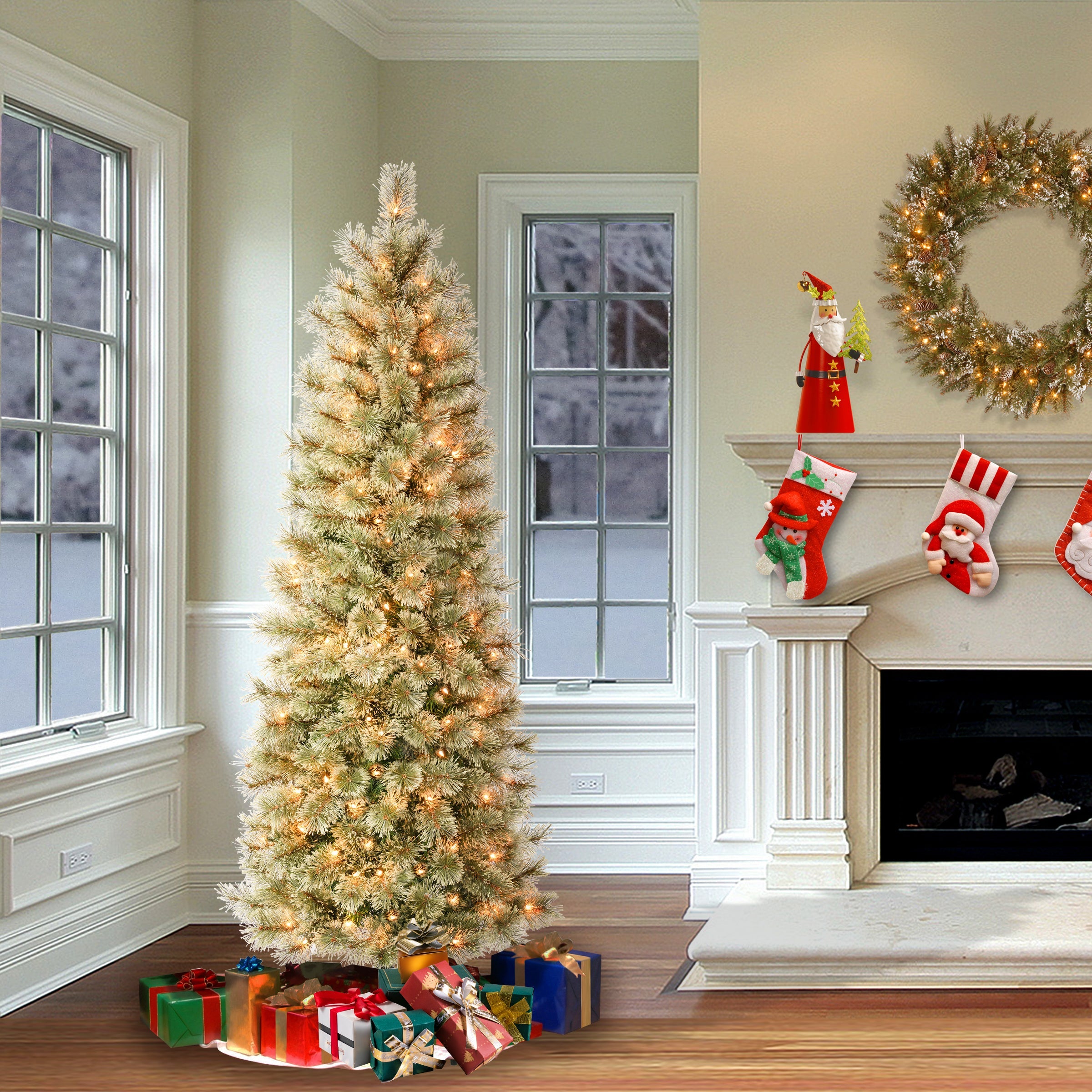 6 ft. Pre-Lit Arcadia Pine Cashmere Slim Tree with Clear Lights
