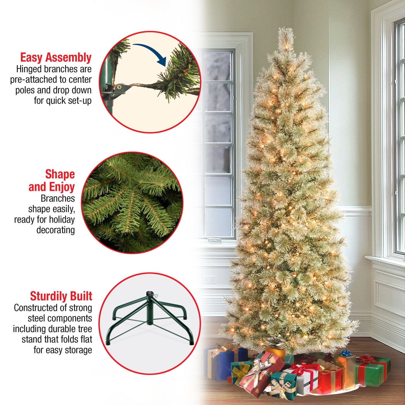 6 ft. Pre-Lit Arcadia Pine Cashmere Slim Tree with Clear Lights