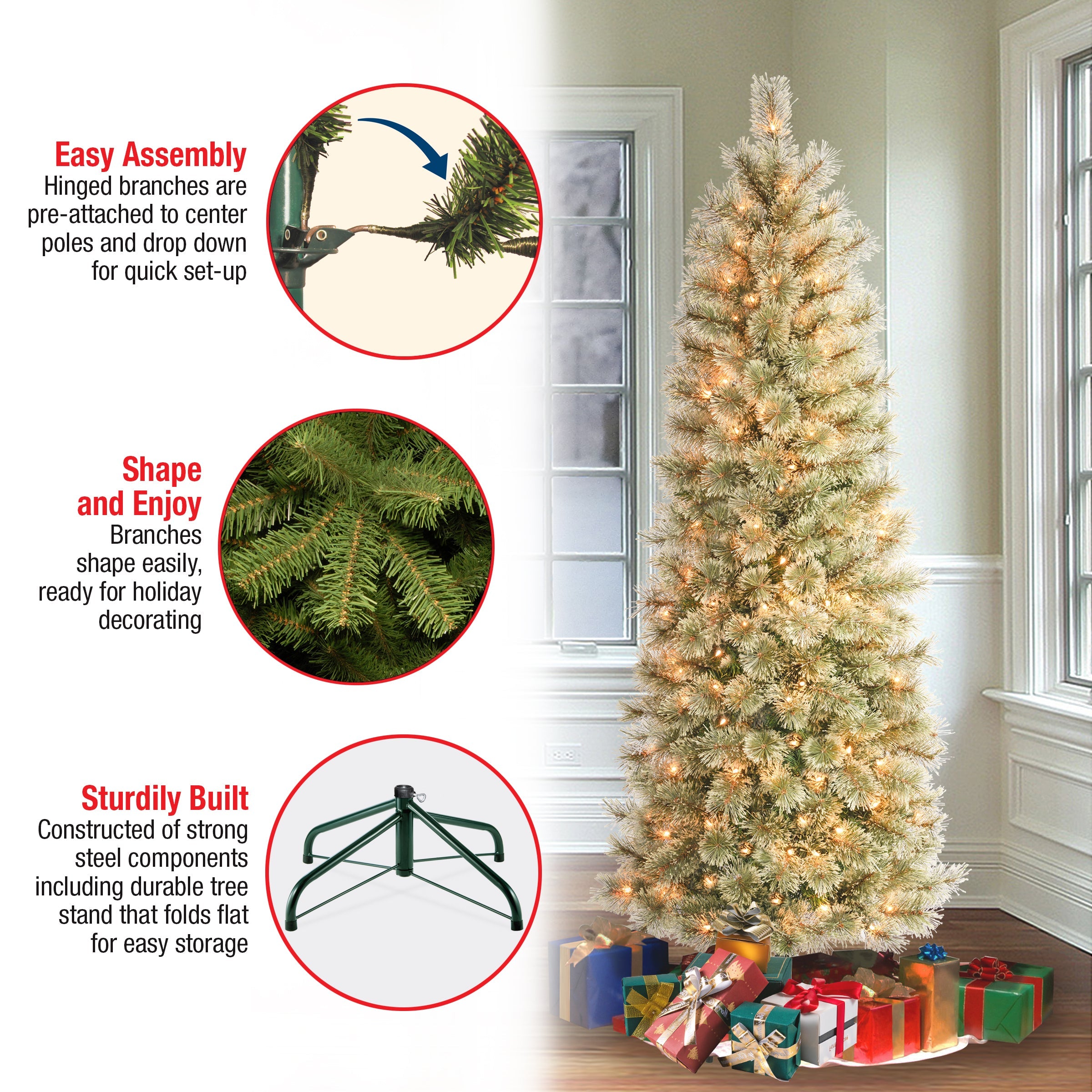 6 ft. Pre-Lit Arcadia Pine Cashmere Slim Tree with Clear Lights