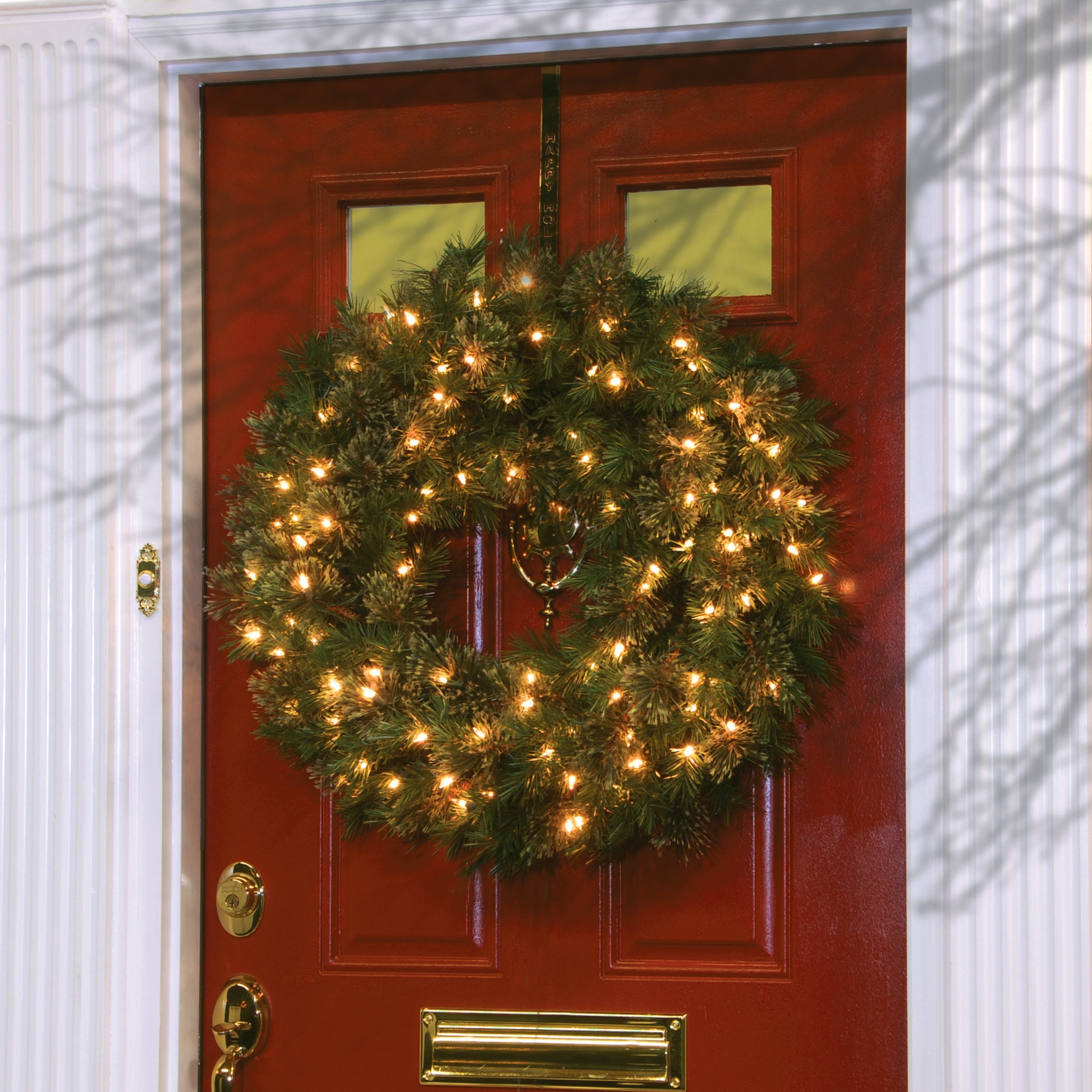 24 in. Pre-Lit Atlanta Spruce Wreath with Clear Lights