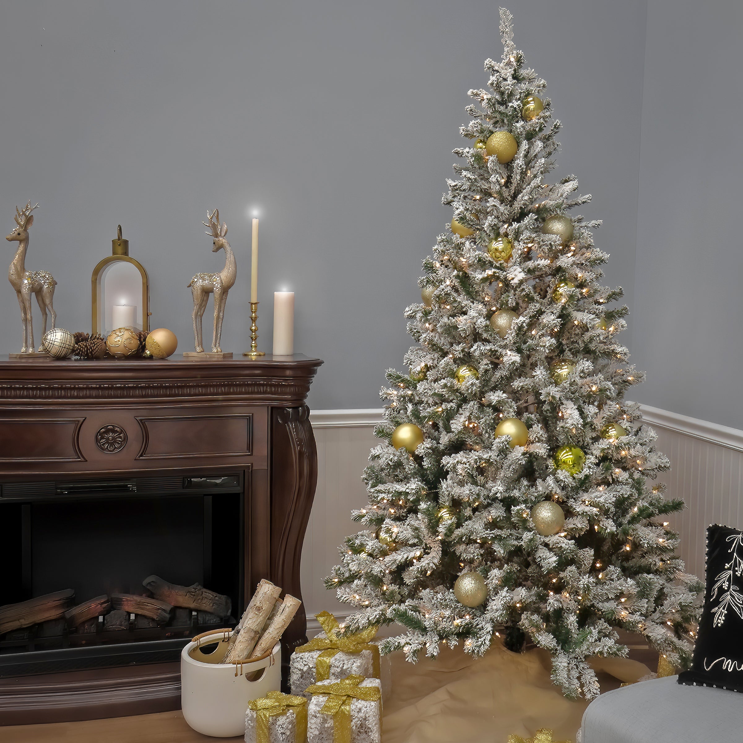 7.5 ft. Pre-Lit Frosted Bonnyville Spruce Tree with Clear Lights