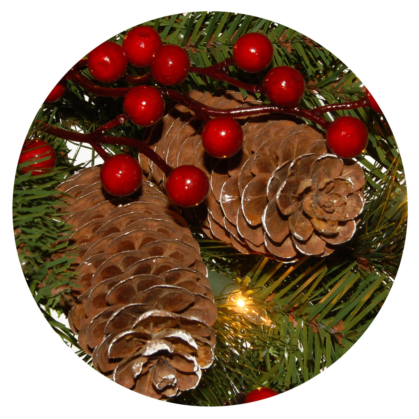 24 in. Pre-Lit Bristle Berry Wreath with LED Lights