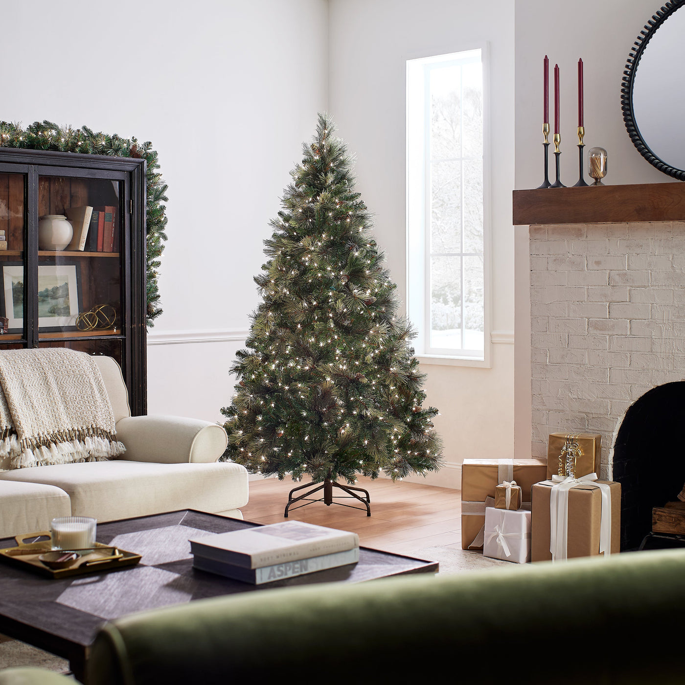 6.5 ft. Pre-Lit Carolina Pine Tree with Clear Lights