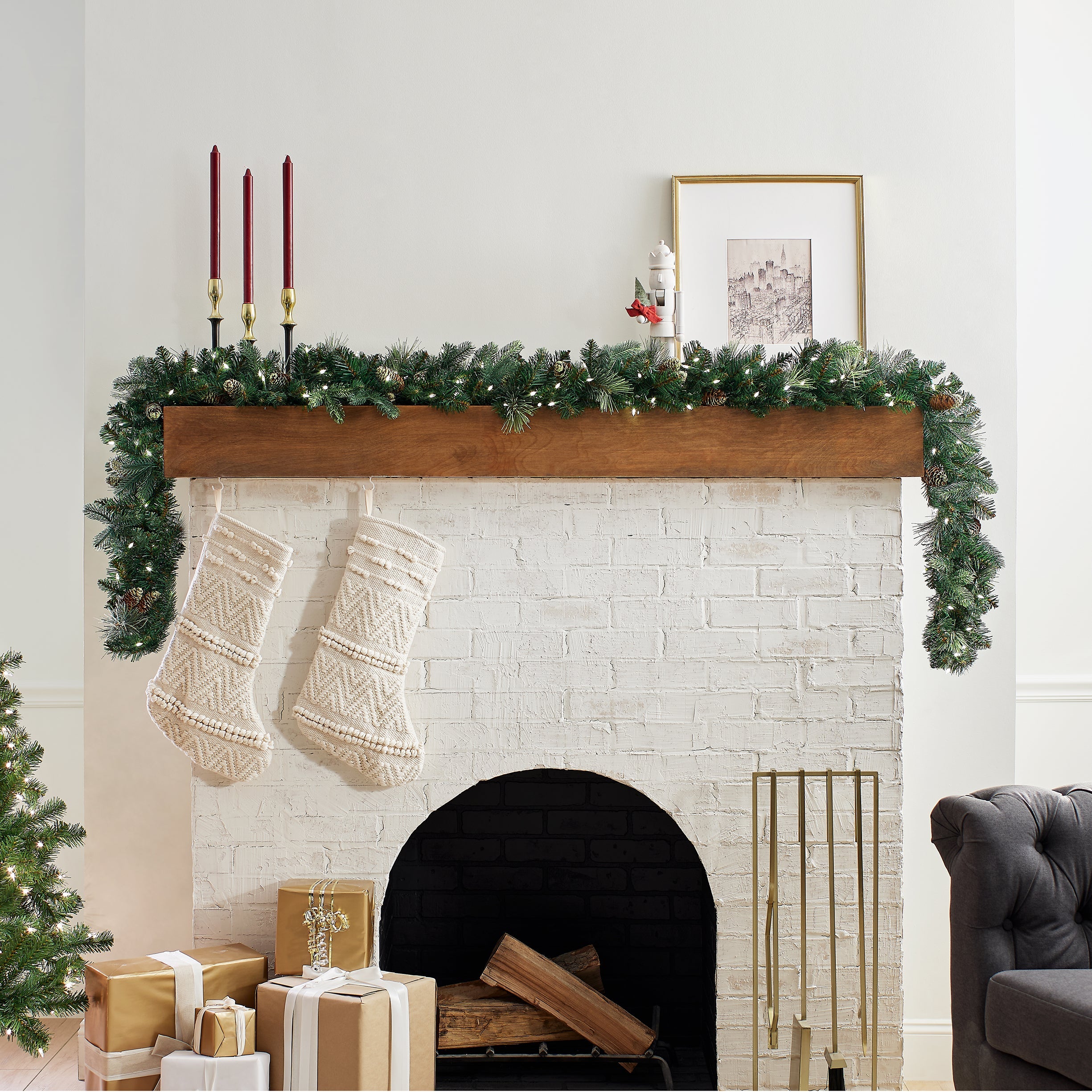 9 ft. Pre-Lit Carolina Pine Garland with LED Lights