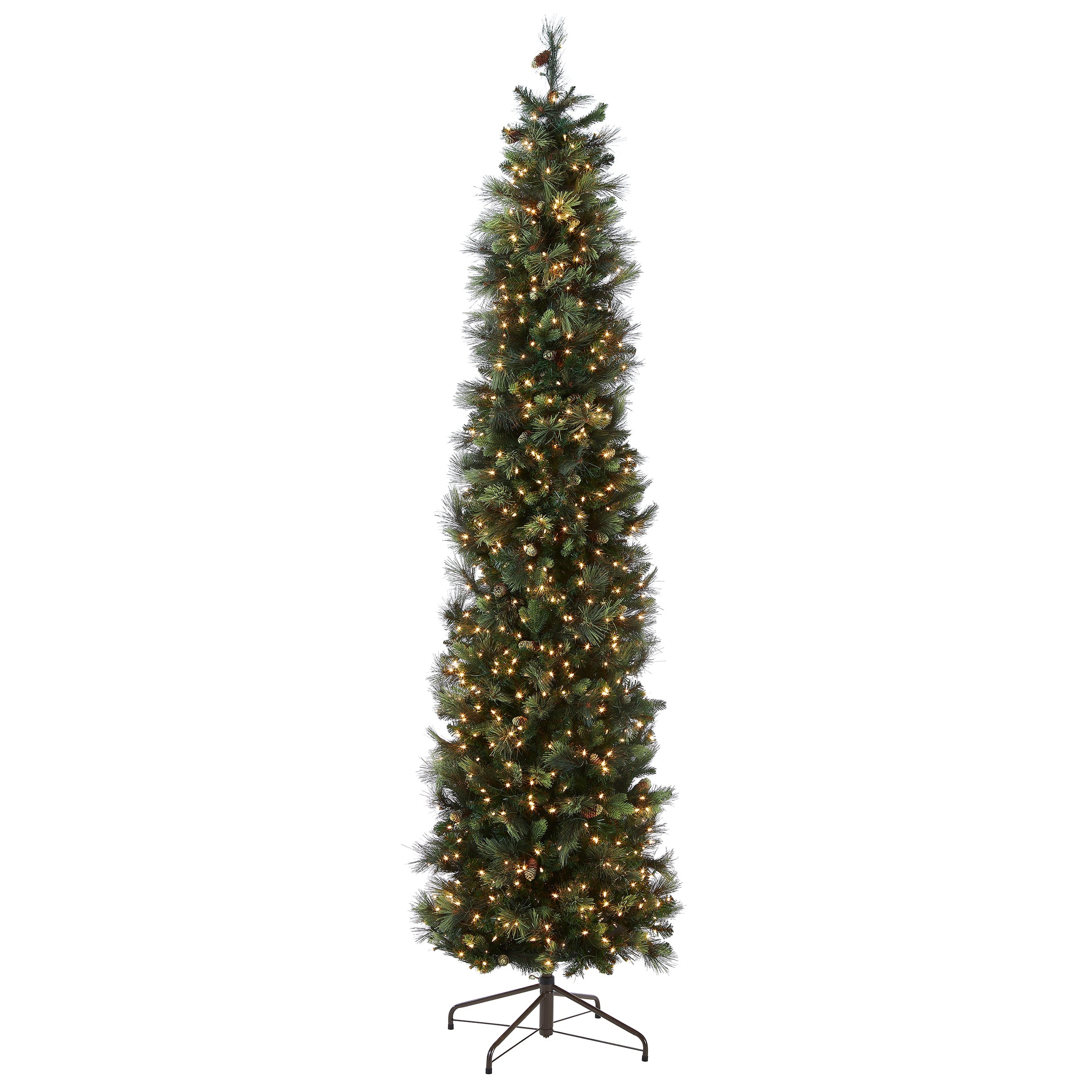10 ft.Pre-Lit Carolina Pine Slim Tree with Clear Lights