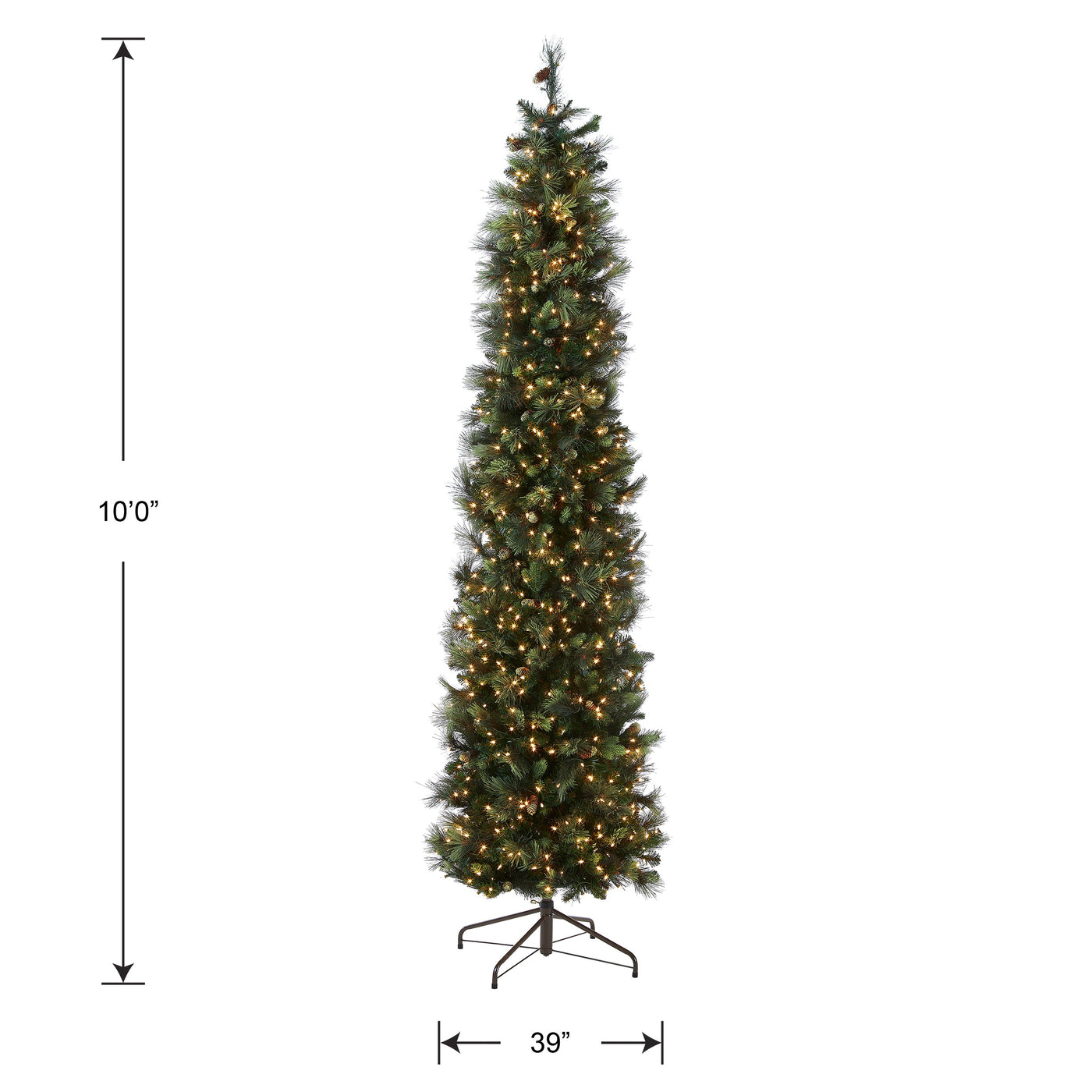 10 ft.Pre-Lit Carolina Pine Slim Tree with Clear Lights