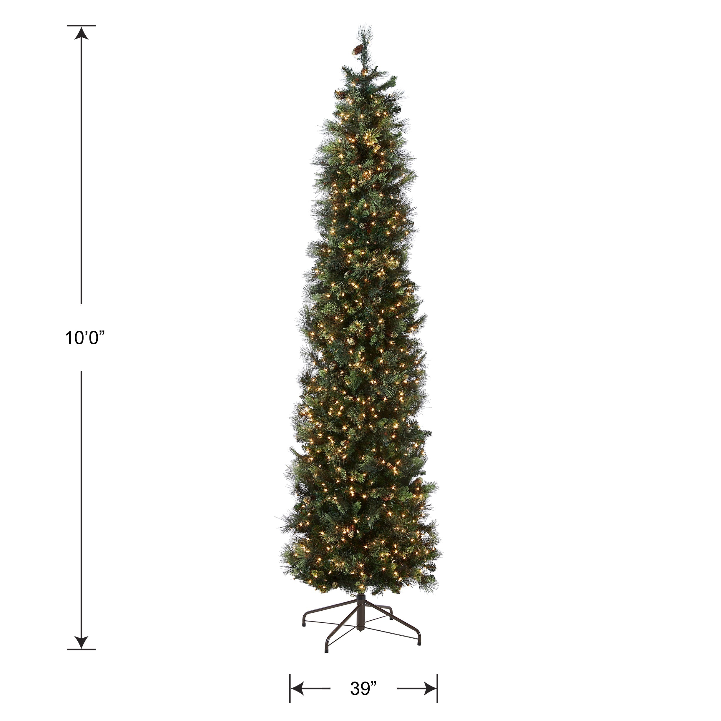 10 ft.Pre-Lit Carolina Pine Slim Tree with Clear Lights