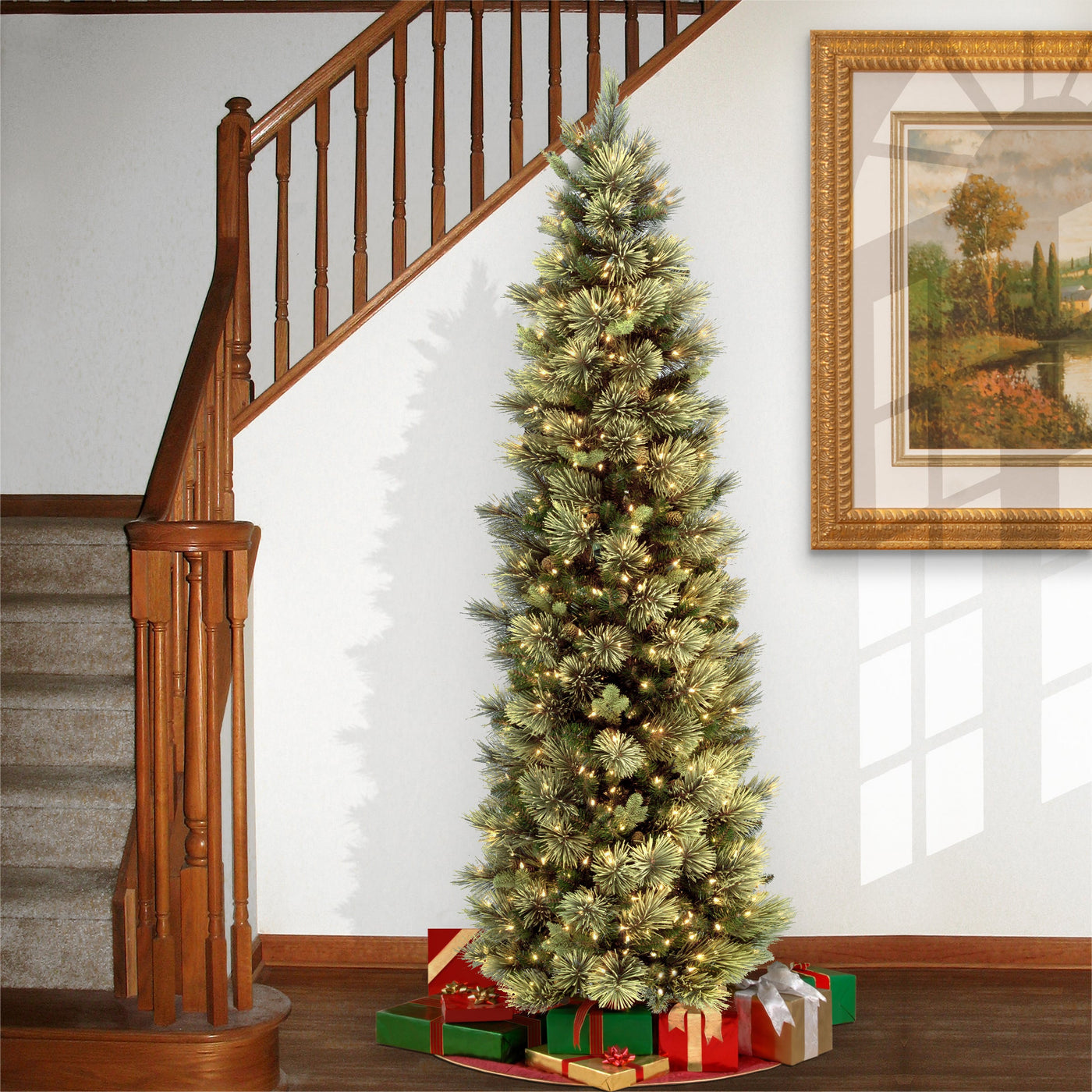 7 ft. Pre-Lit Carolina Pine Slim Tree with Clear Lights