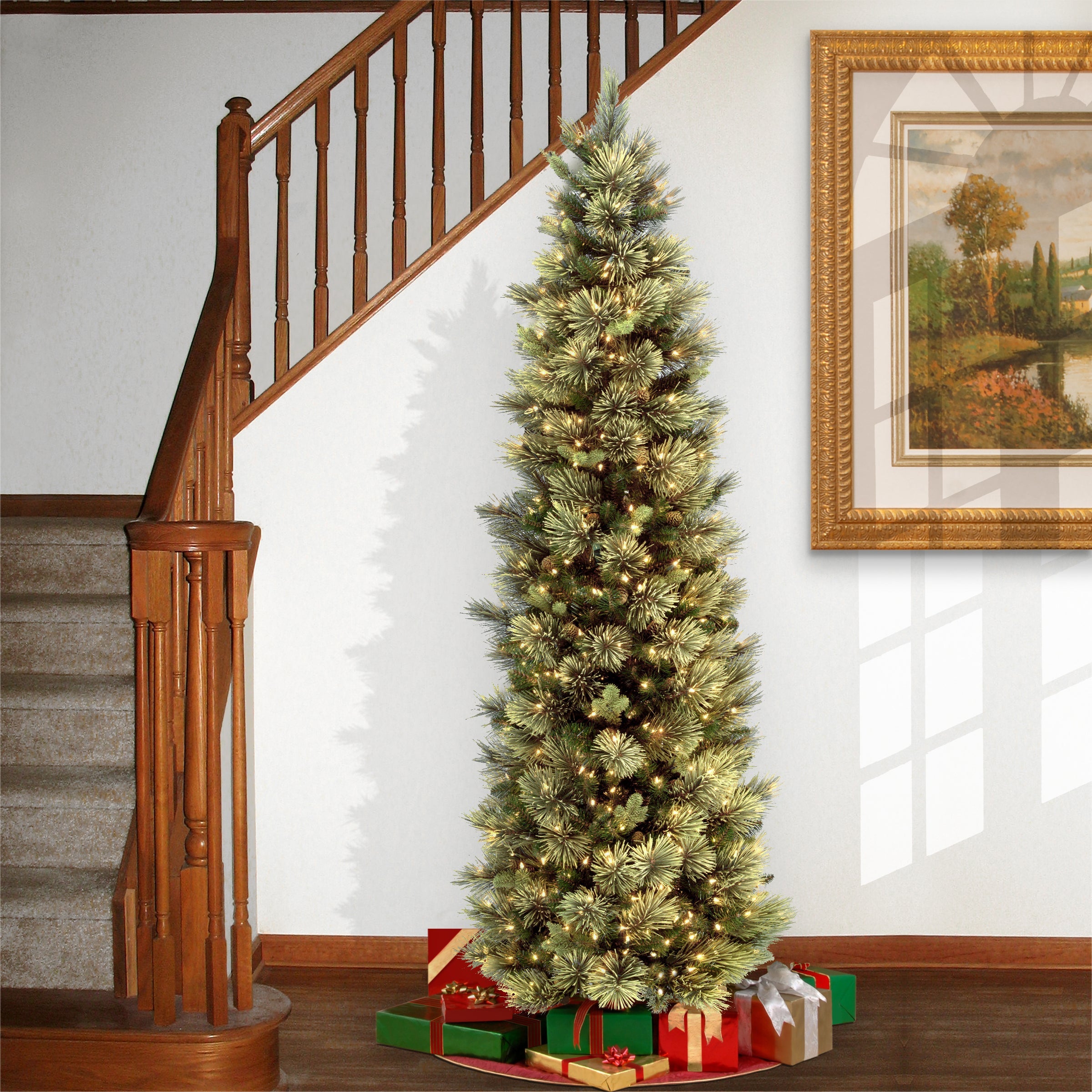 7 ft. Pre-Lit Carolina Pine Slim Tree with Clear Lights