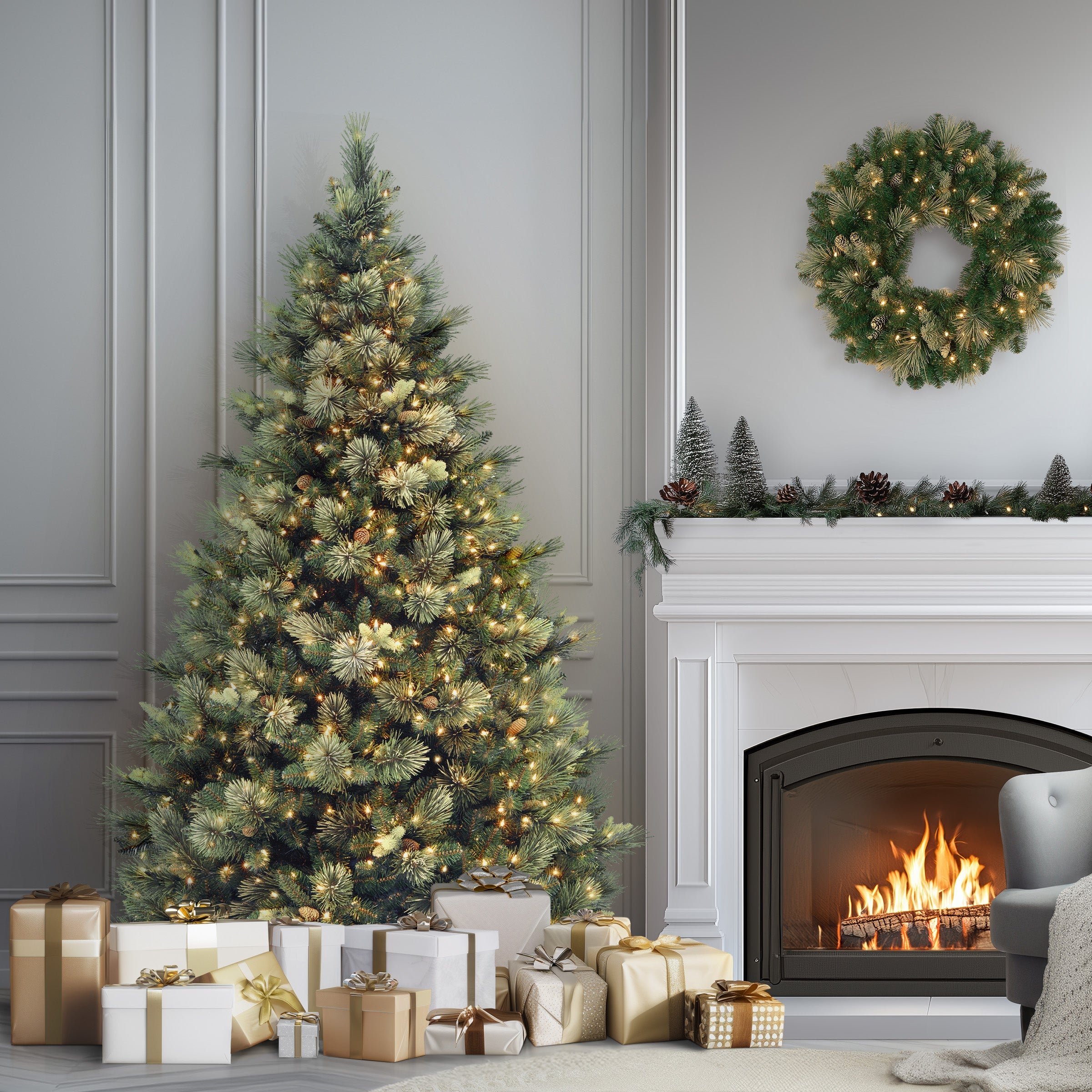 7.5 ft. Pre-Lit Carolina Pine Tree with 1000 Clear Lights