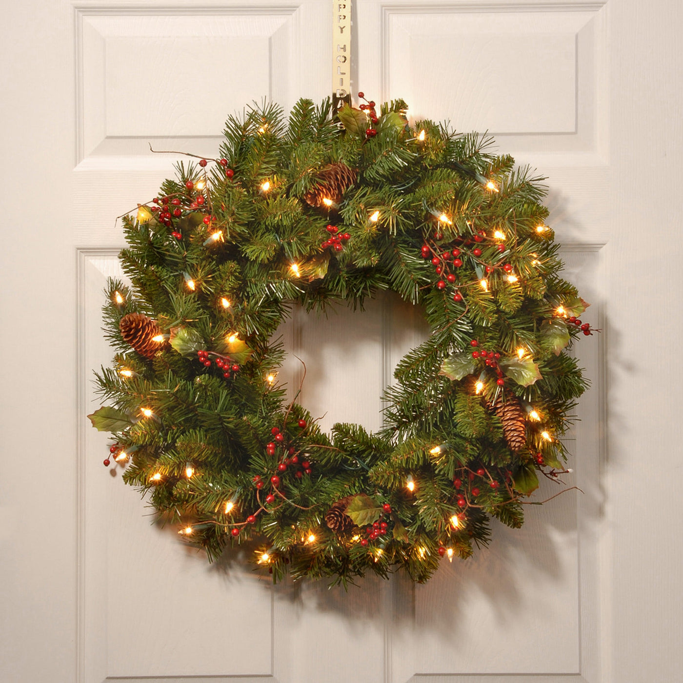 24 in. Pre-Lit Classical Collection Wreath with Clear Lights