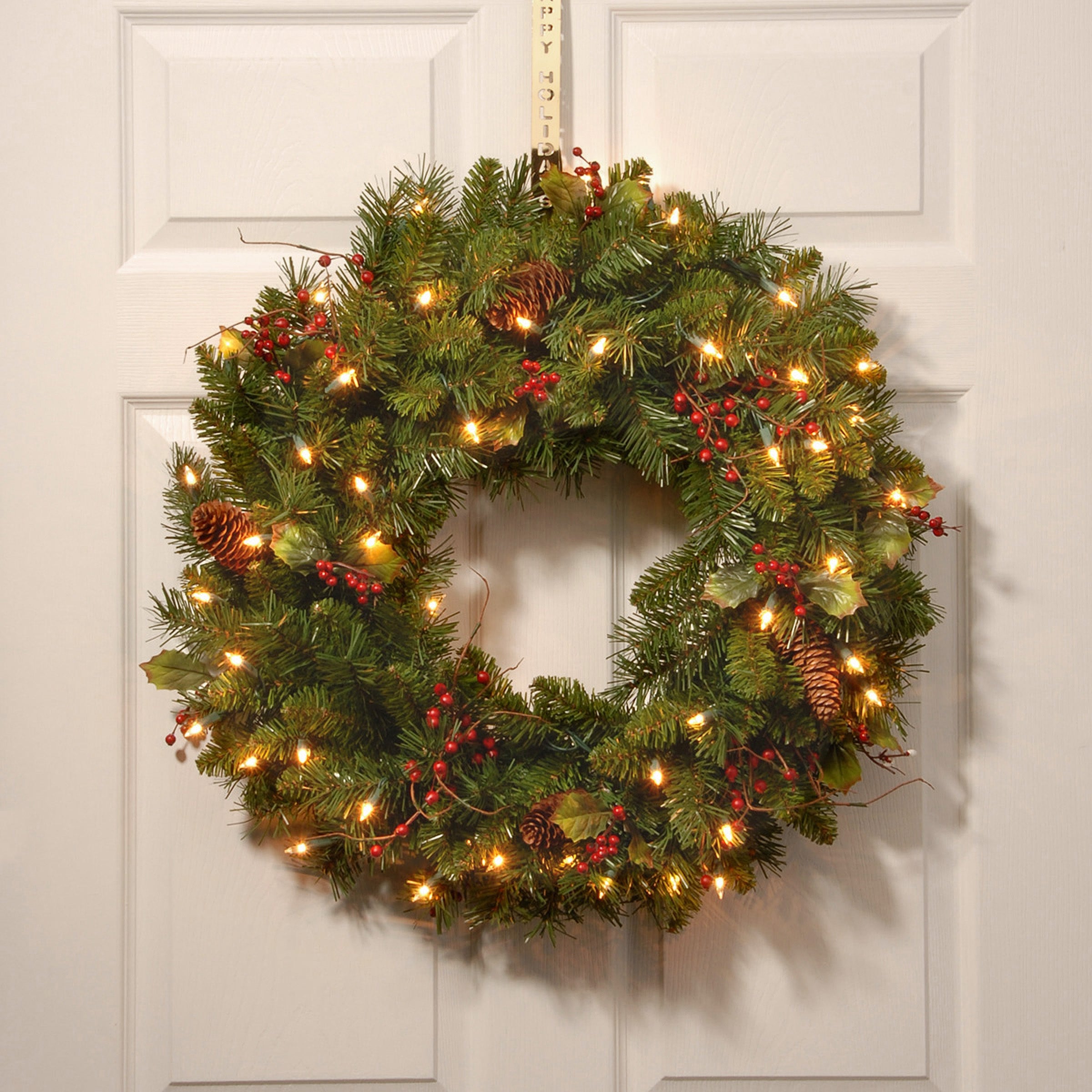 24 in. Pre-Lit Classical Collection Wreath with Clear Lights