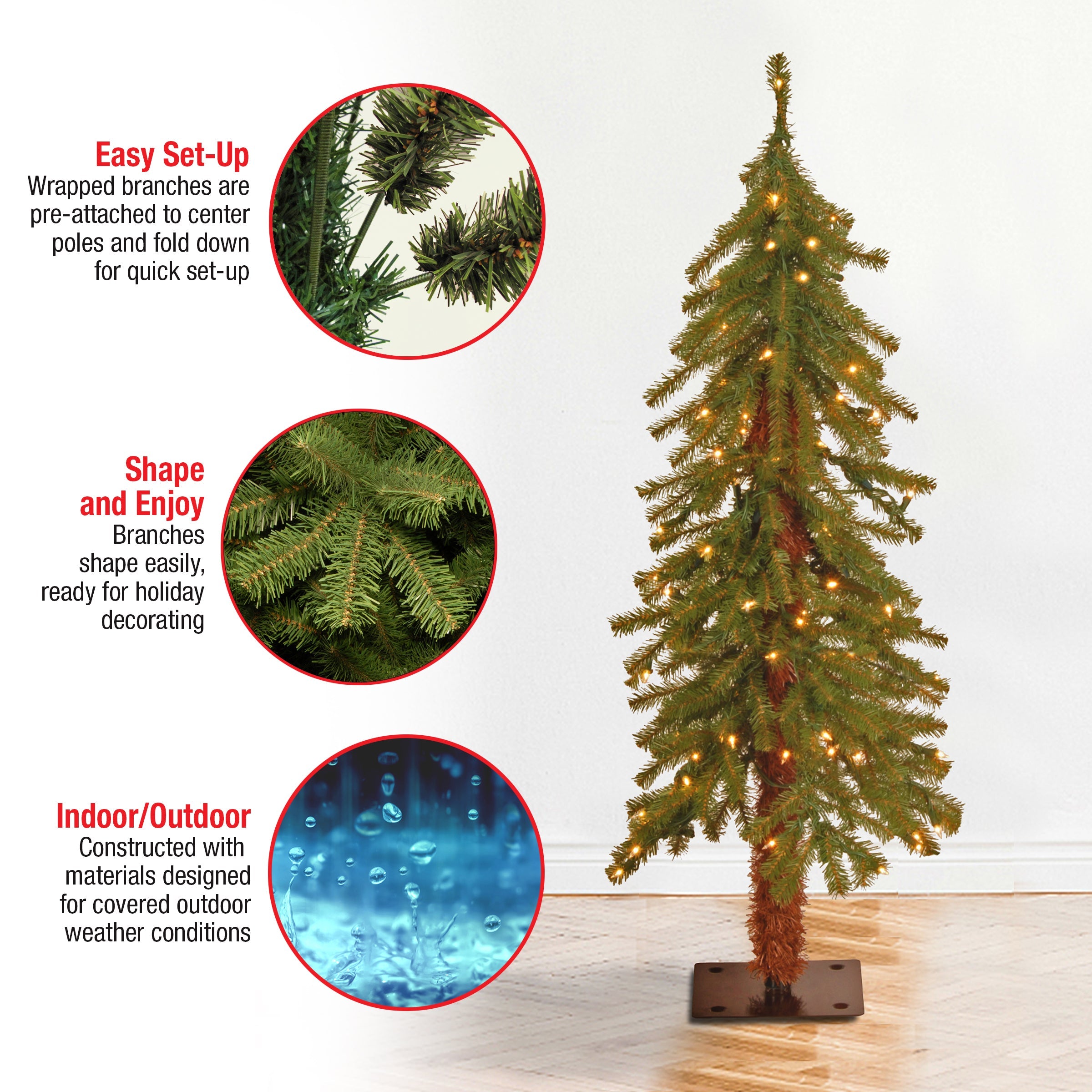 3 ft. Pre-Lit Hickory Cedar Tree with Clear Lights