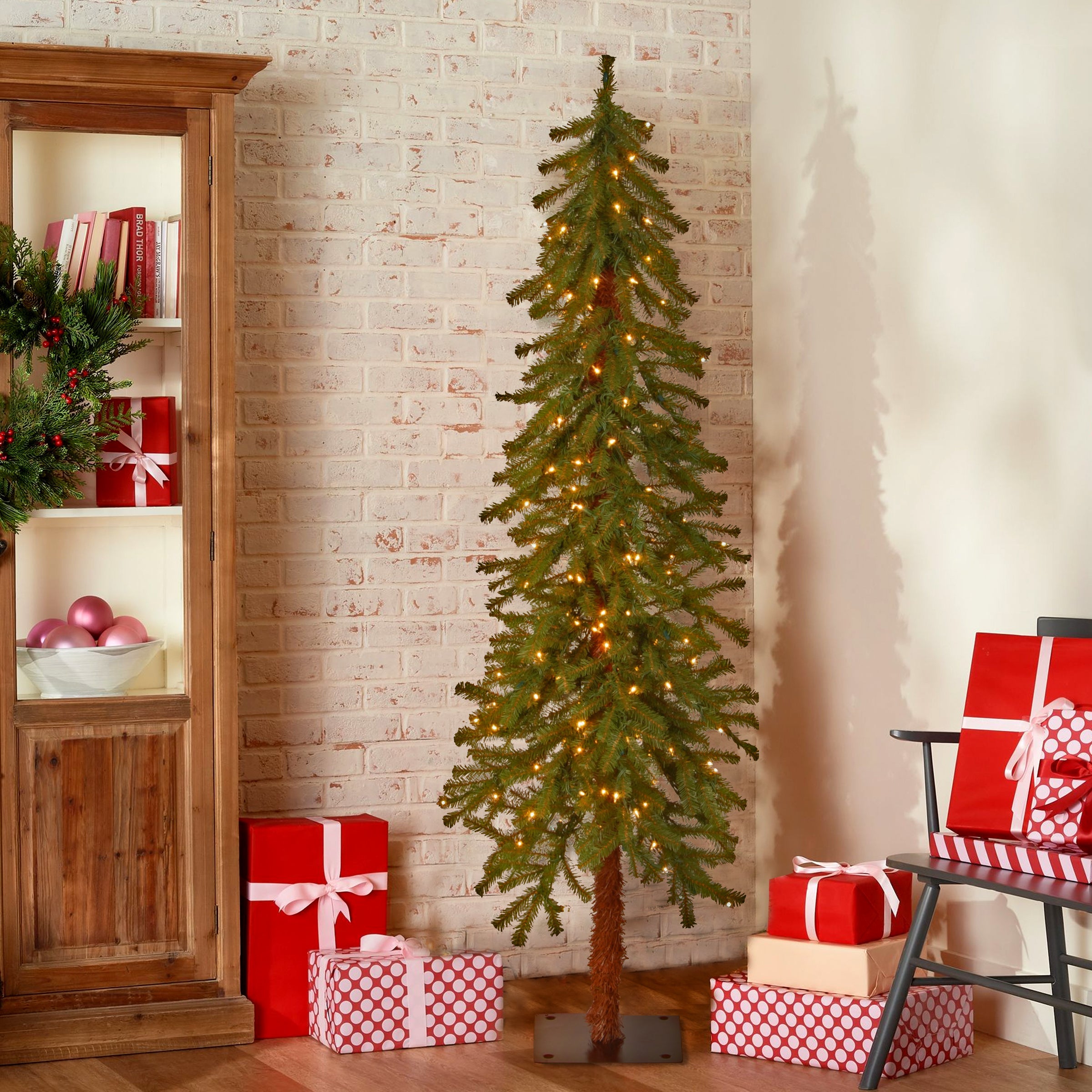 5 ft. Pre-Lit Hickory Cedar Slim Tree with Clear Lights