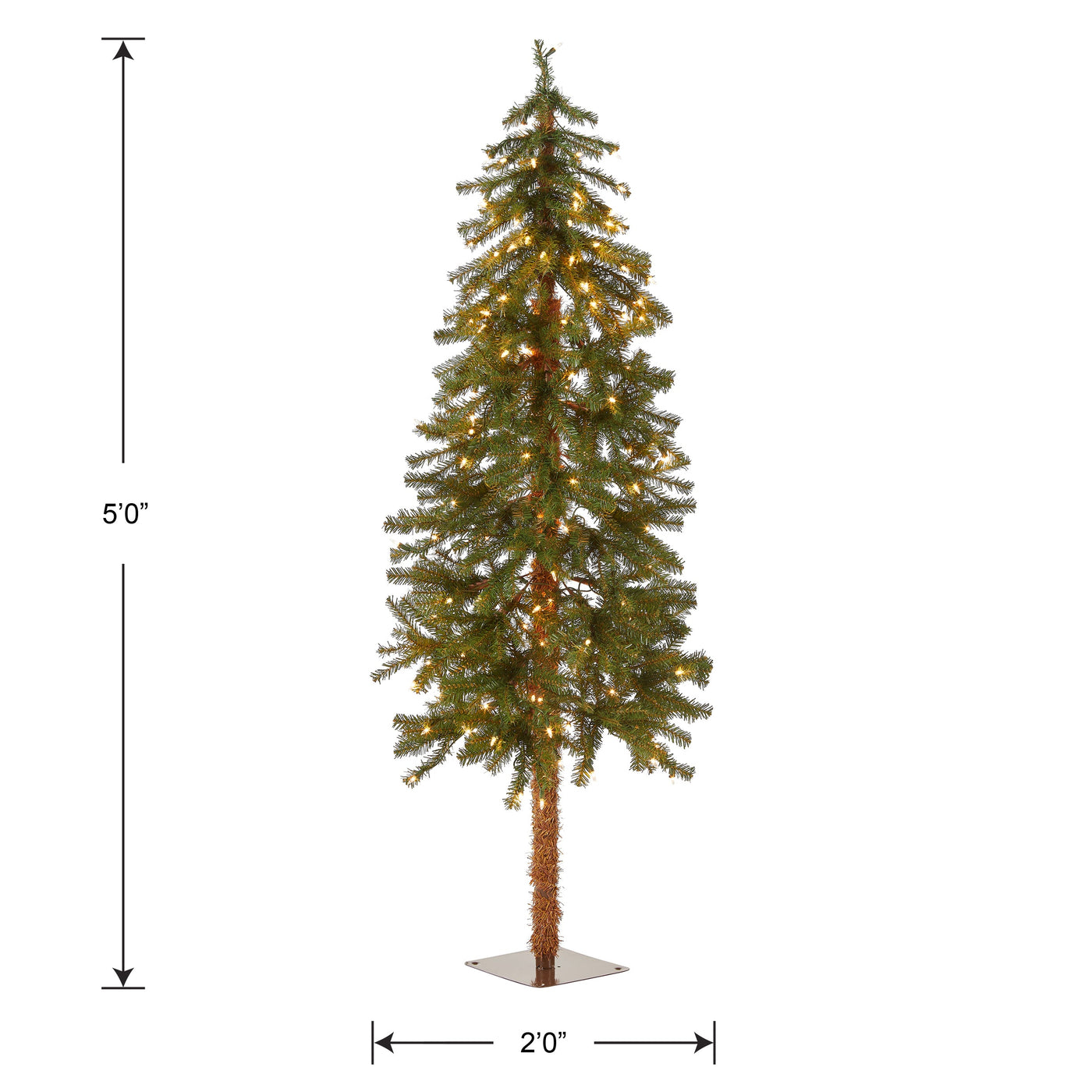 5 ft. Pre-Lit Hickory Cedar Slim Tree with Clear Lights