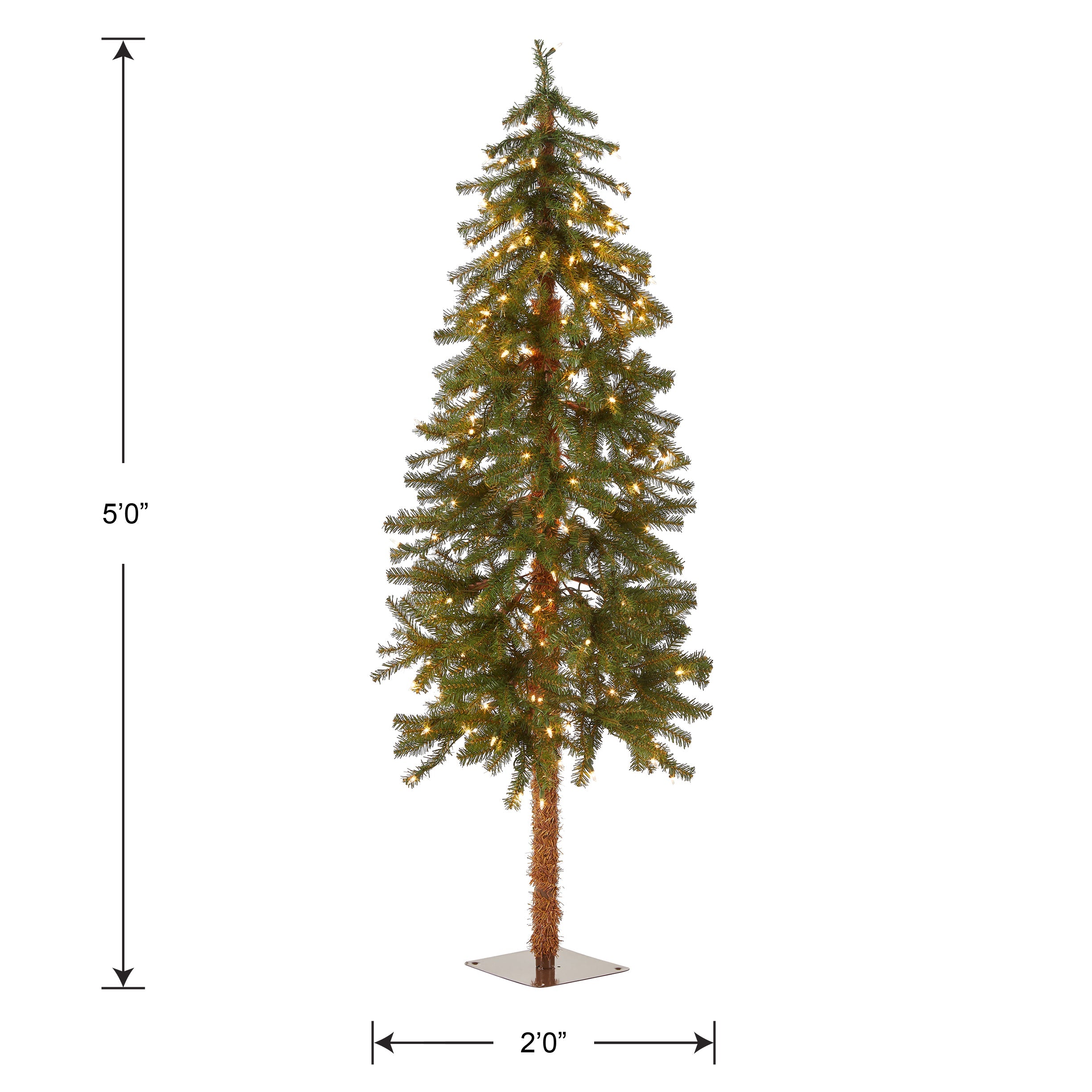 5 ft. Pre-Lit Hickory Cedar Slim Tree with Clear Lights