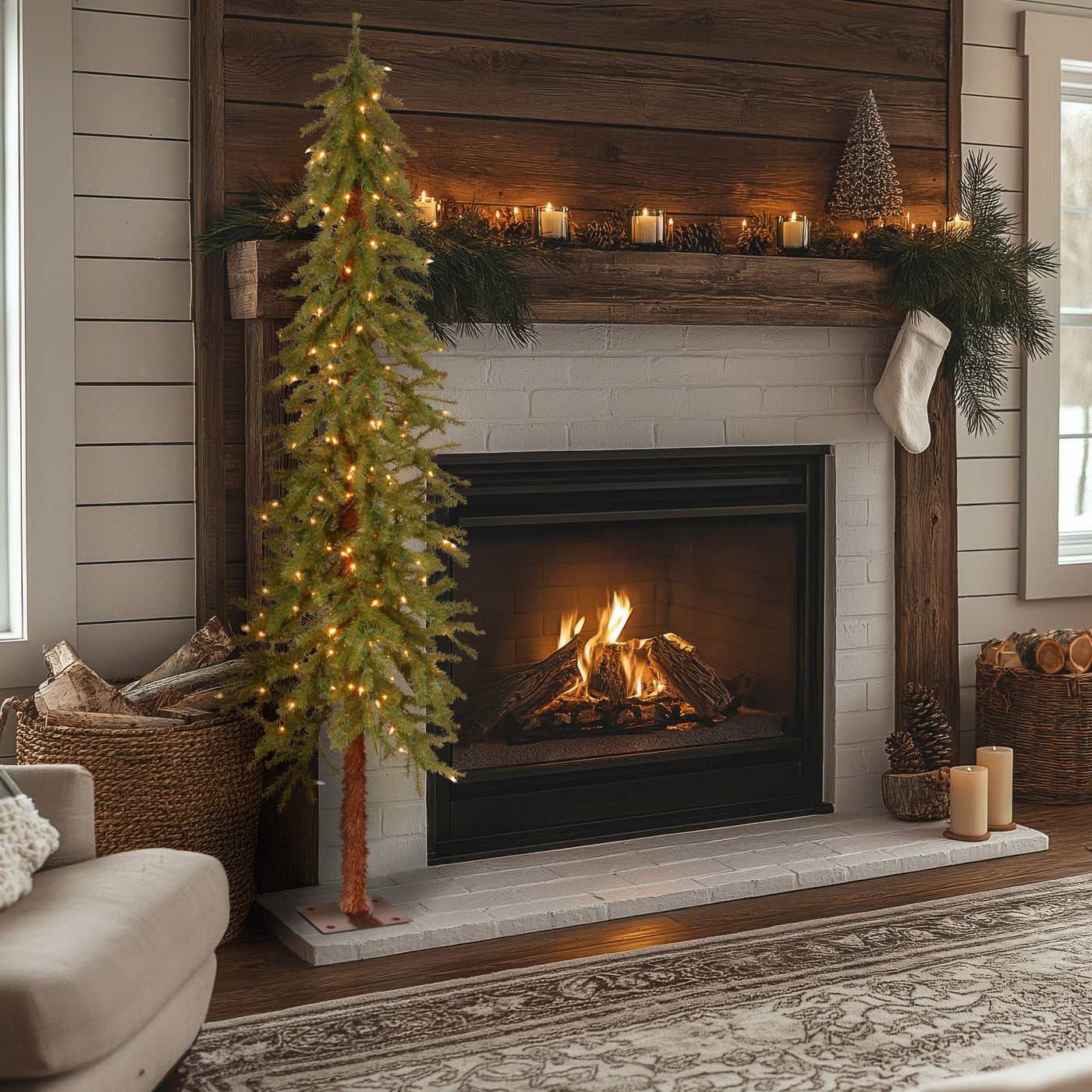 6 ft. Pre-Lit Hickory Cedar Tree with Clear Lights