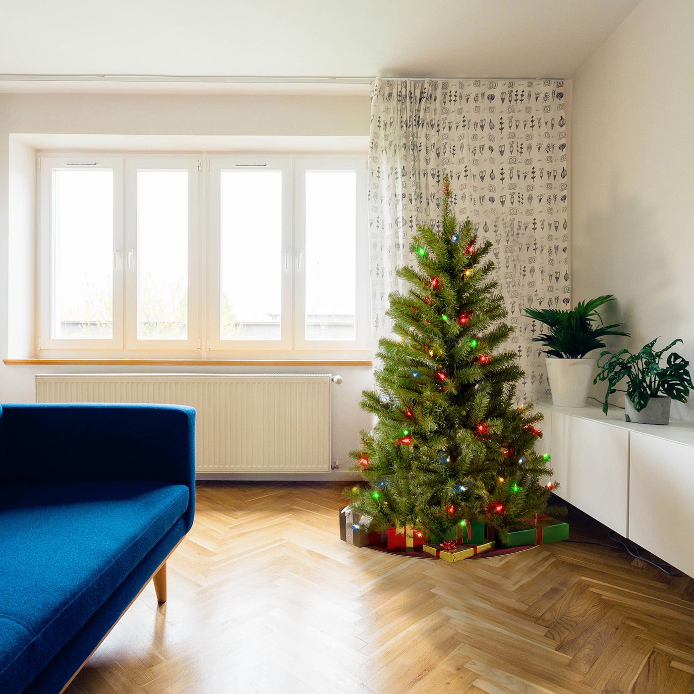 4 ft. Pre-Lit Canadian Fir Tree with Multicolor Lights