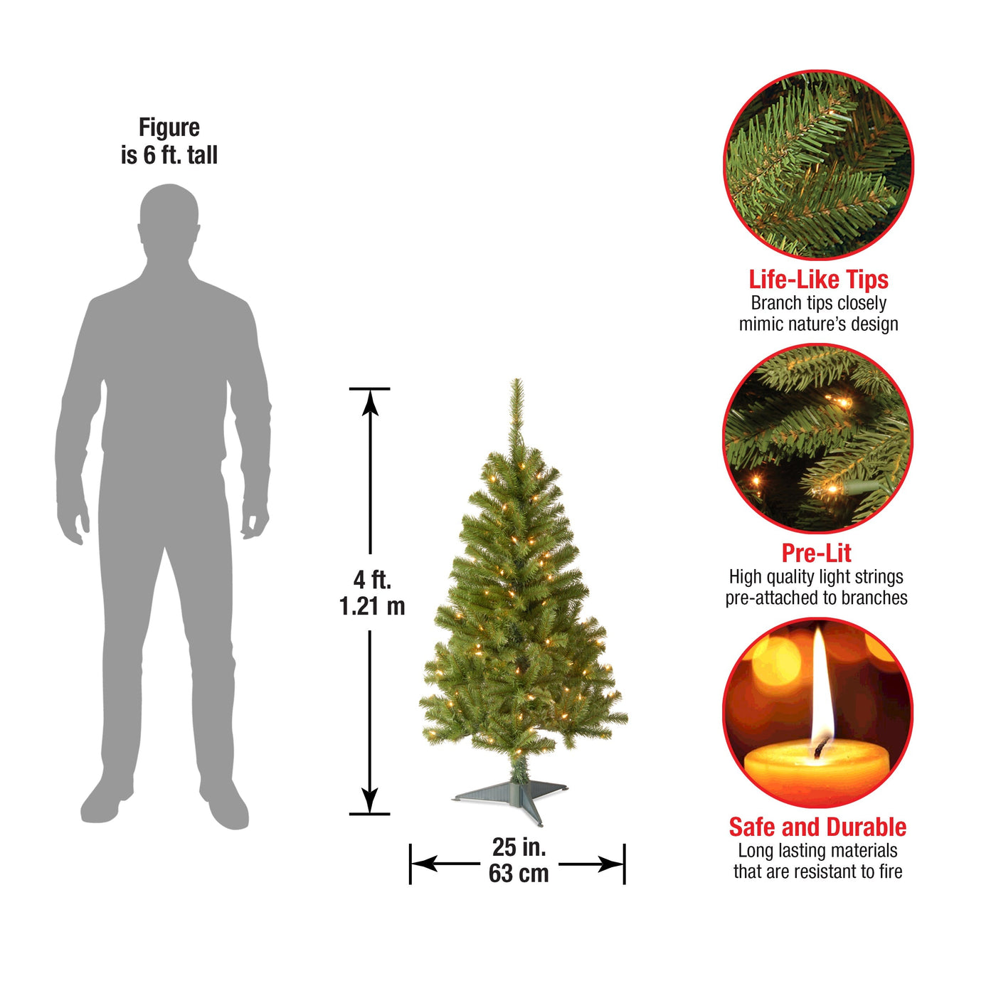 4 ft. Pre-Lit Canadian Fir Tree with Clear Lights