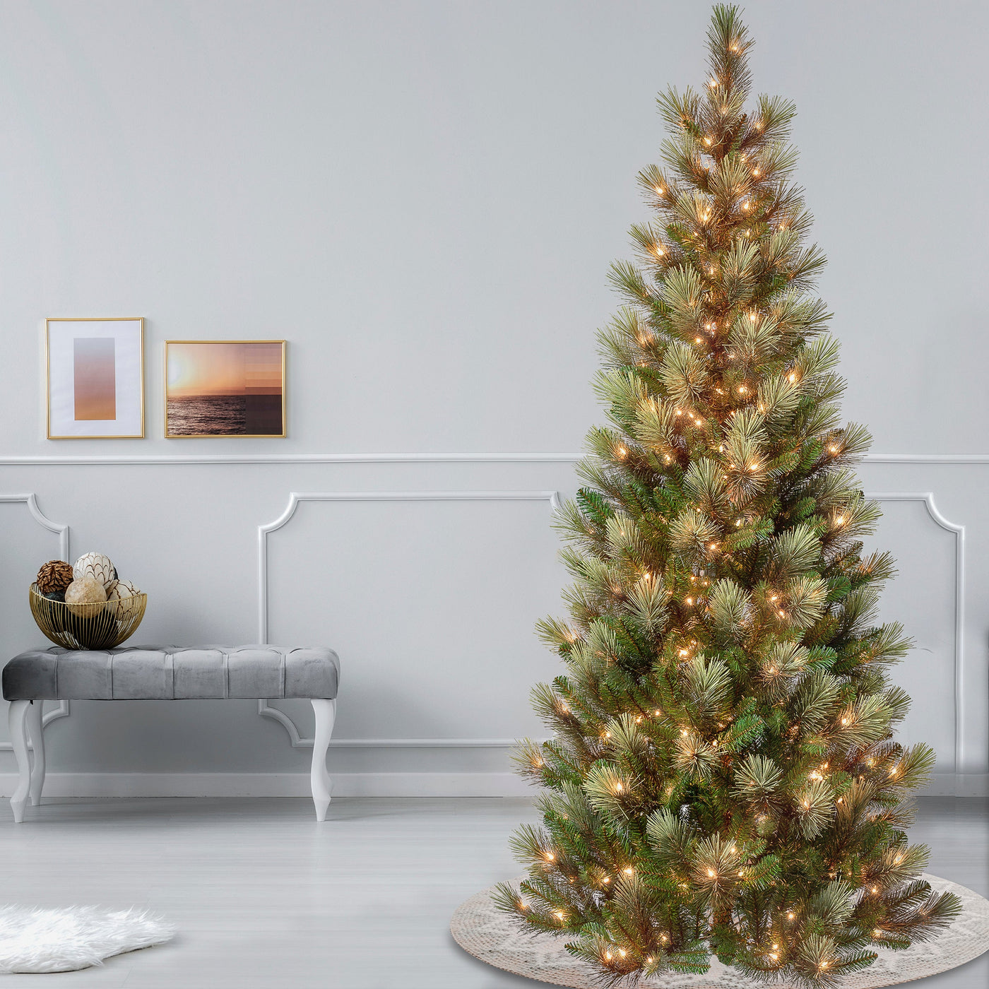 7.5 ft. Pre-Lit Charleston Pine Slim Tree with Clear Lights