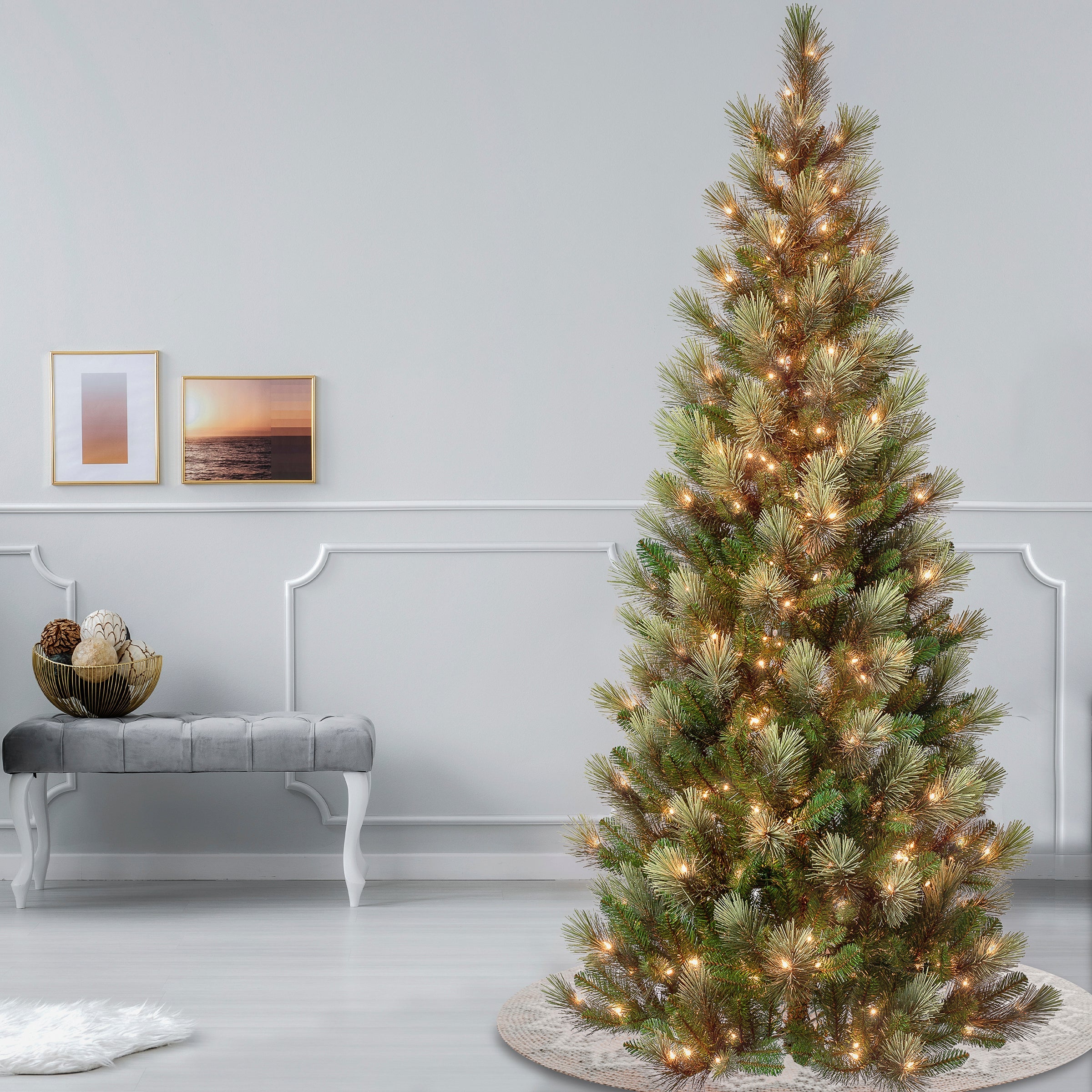 7.5 ft. Pre-Lit Charleston Pine Slim Tree with Clear Lights