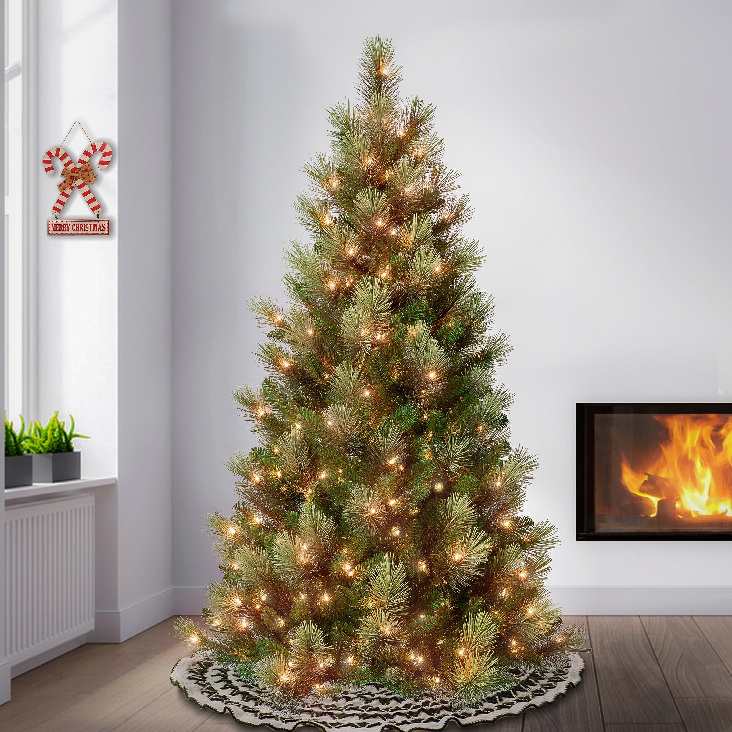 6 ft. Pre-Lit Charleston Pine Slim Tree with Clear Lights
