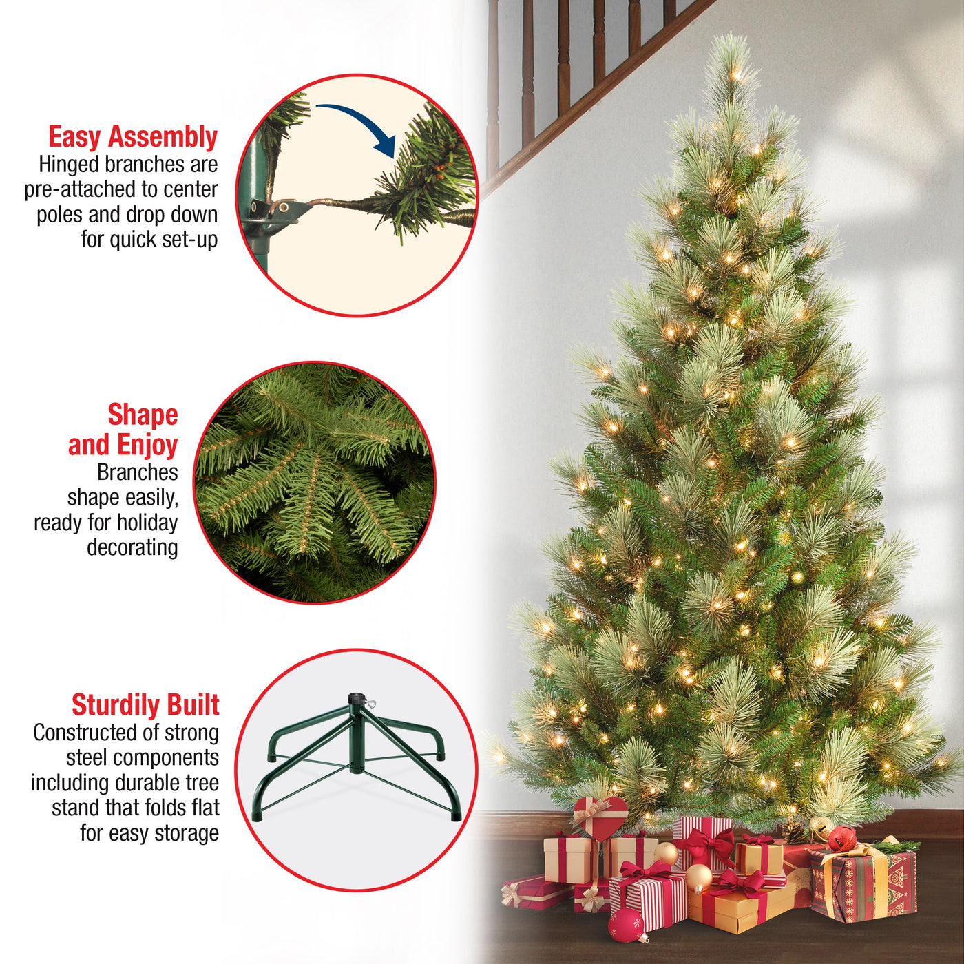 6 ft. Pre-Lit Charleston Pine Slim Tree with Clear Lights