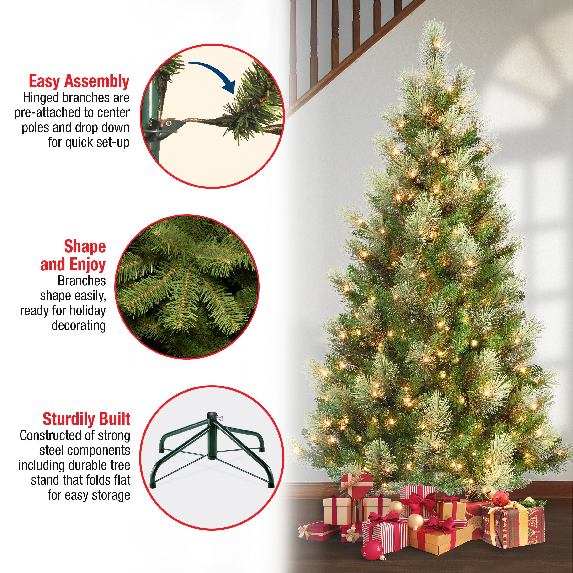6 ft. Pre-Lit Charleston Pine Slim Tree with Clear Lights