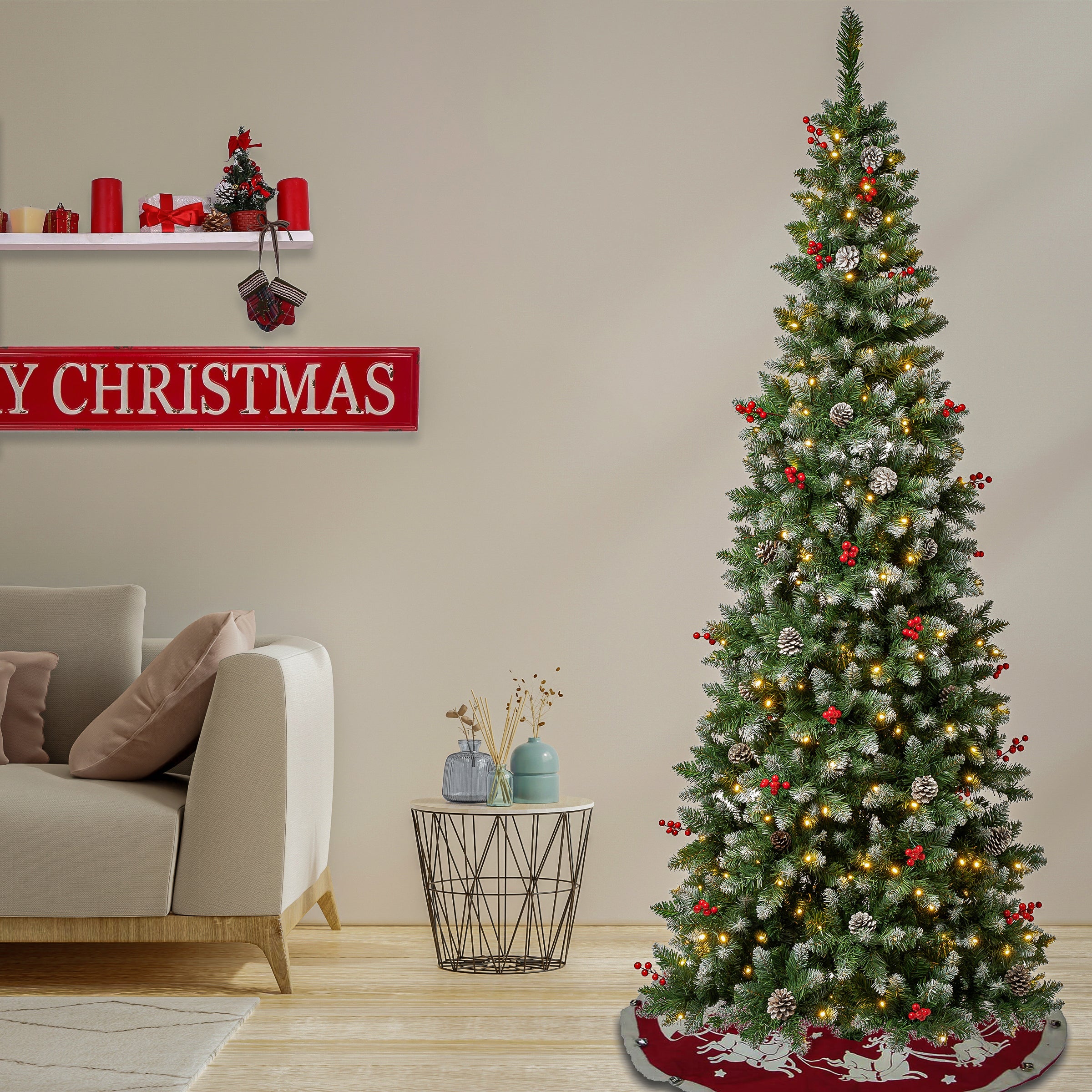 7.5 ft. Pre-Lit Cullen Slim Tree with Warm White LED Lights