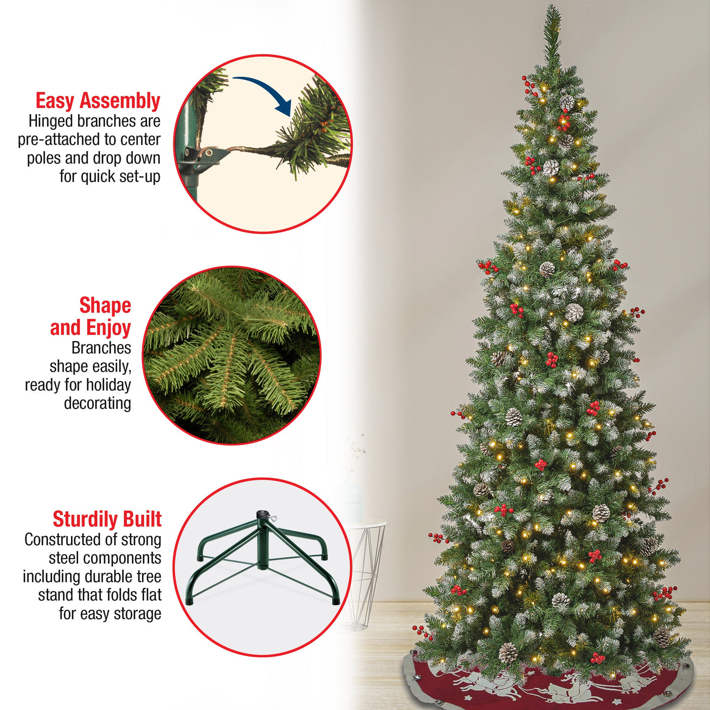 7.5 ft. Pre-Lit Cullen Slim Tree with Warm White LED Lights