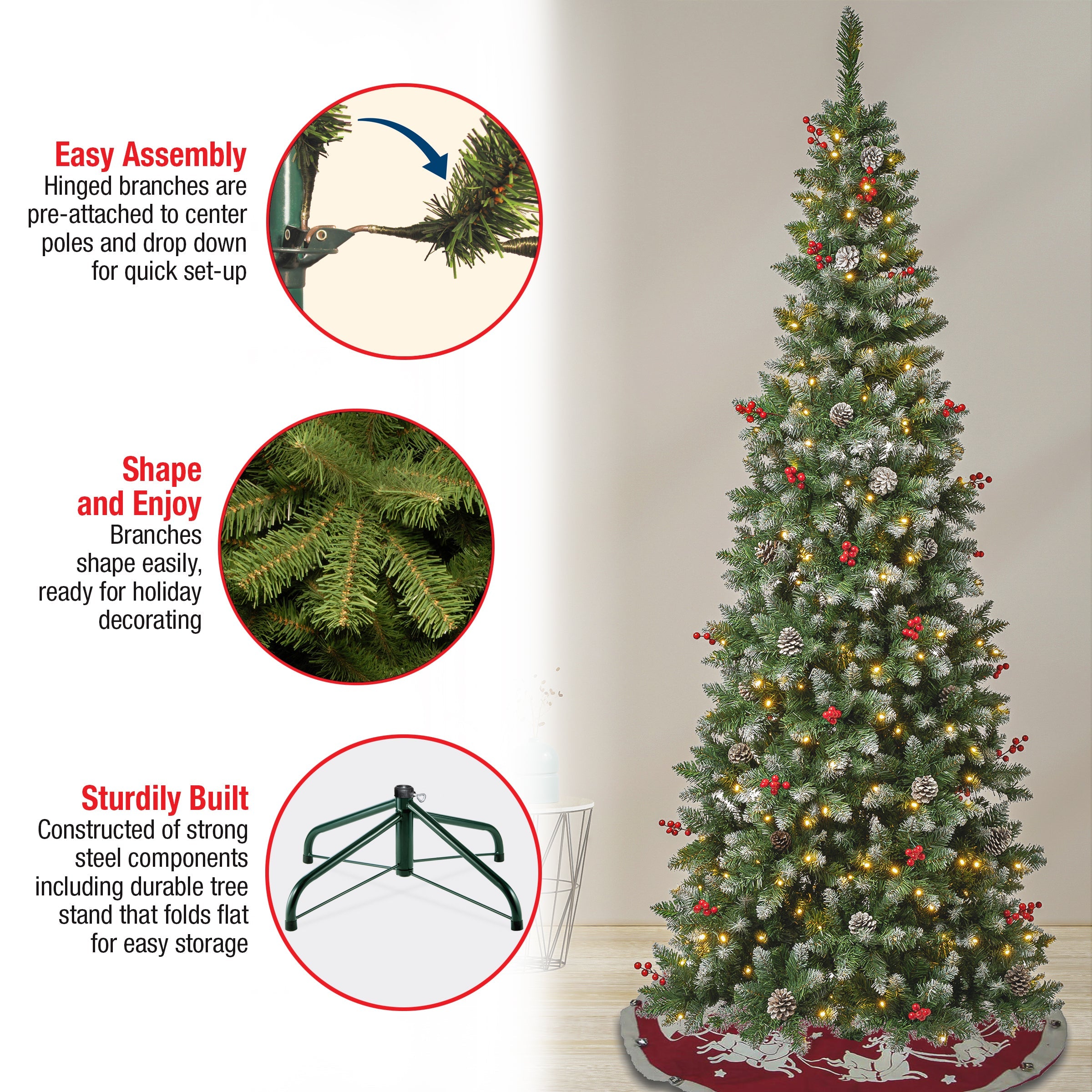 7.5 ft. Pre-Lit Cullen Slim Tree with Warm White LED Lights