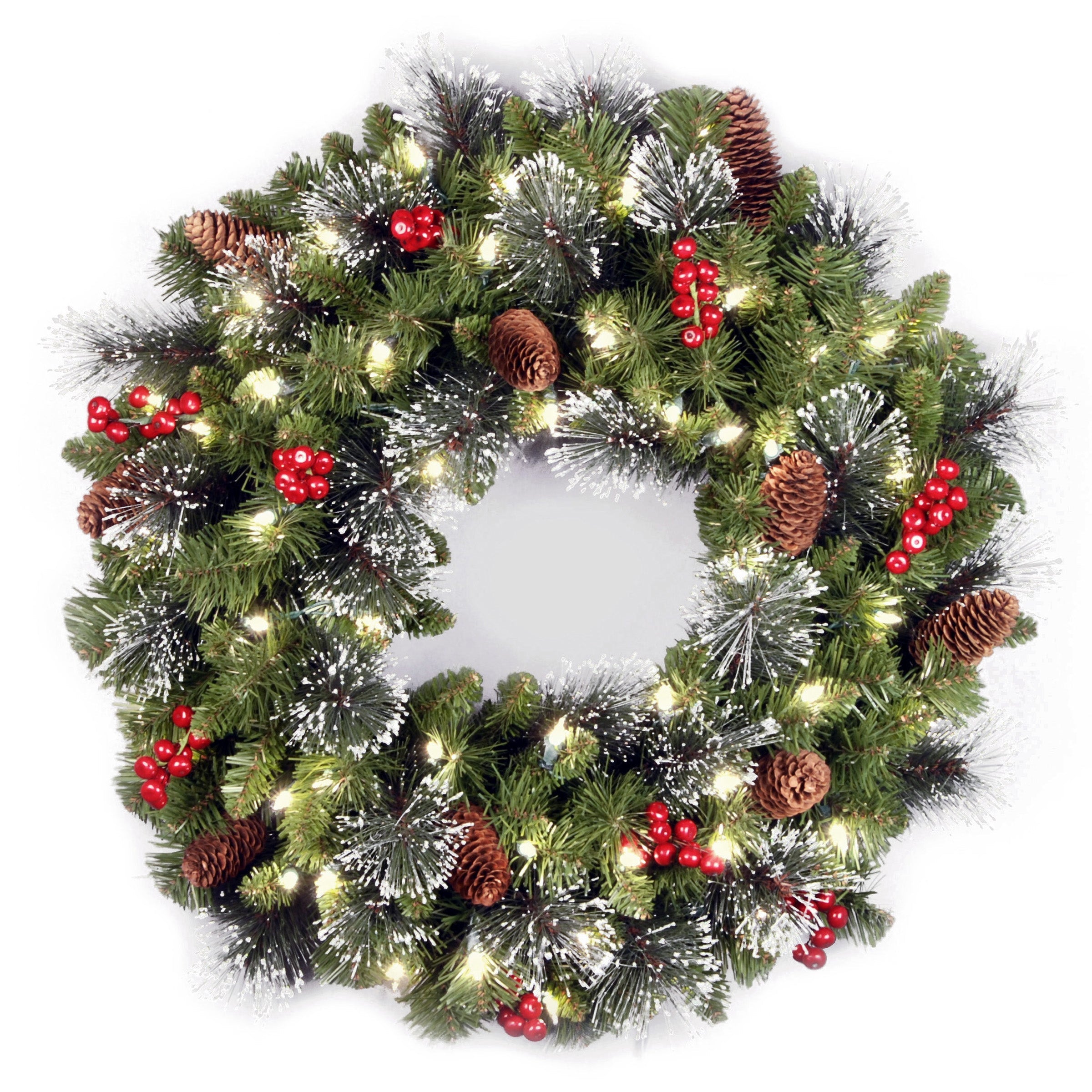 24 in. Pre-Lit Crestwood Spruce Wreath with Infinity Lights