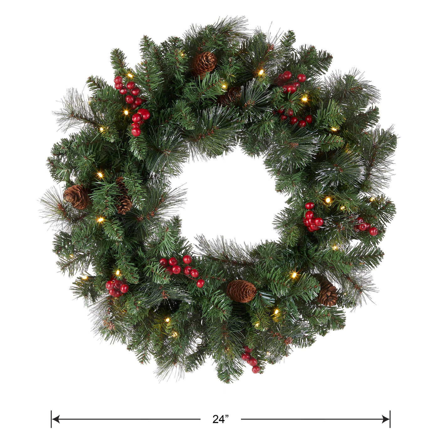 24 in. Pre-Lit Crestwood Spruce Wreath with Infinity Lights