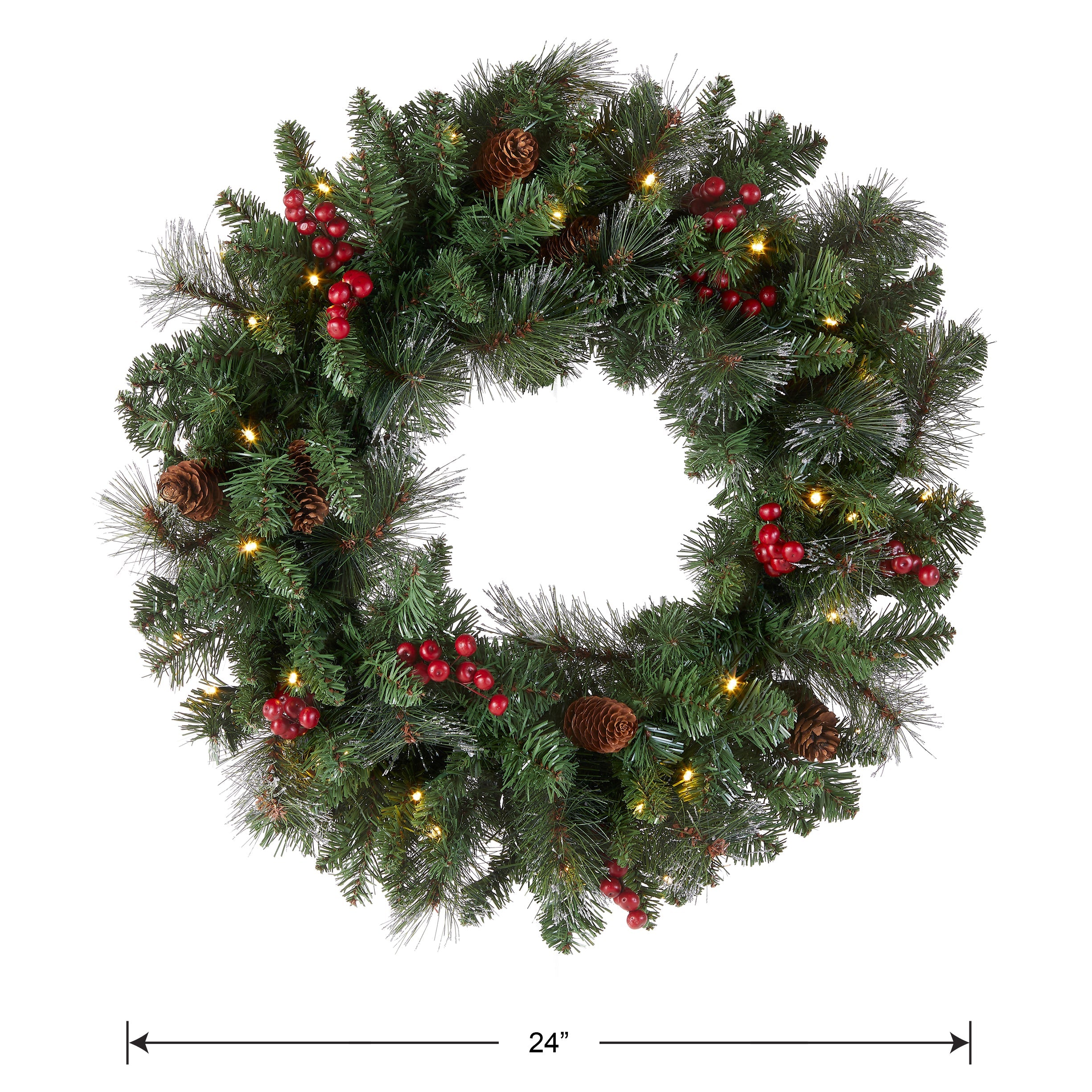 24 in. Pre-Lit Crestwood Spruce Wreath with Infinity Lights