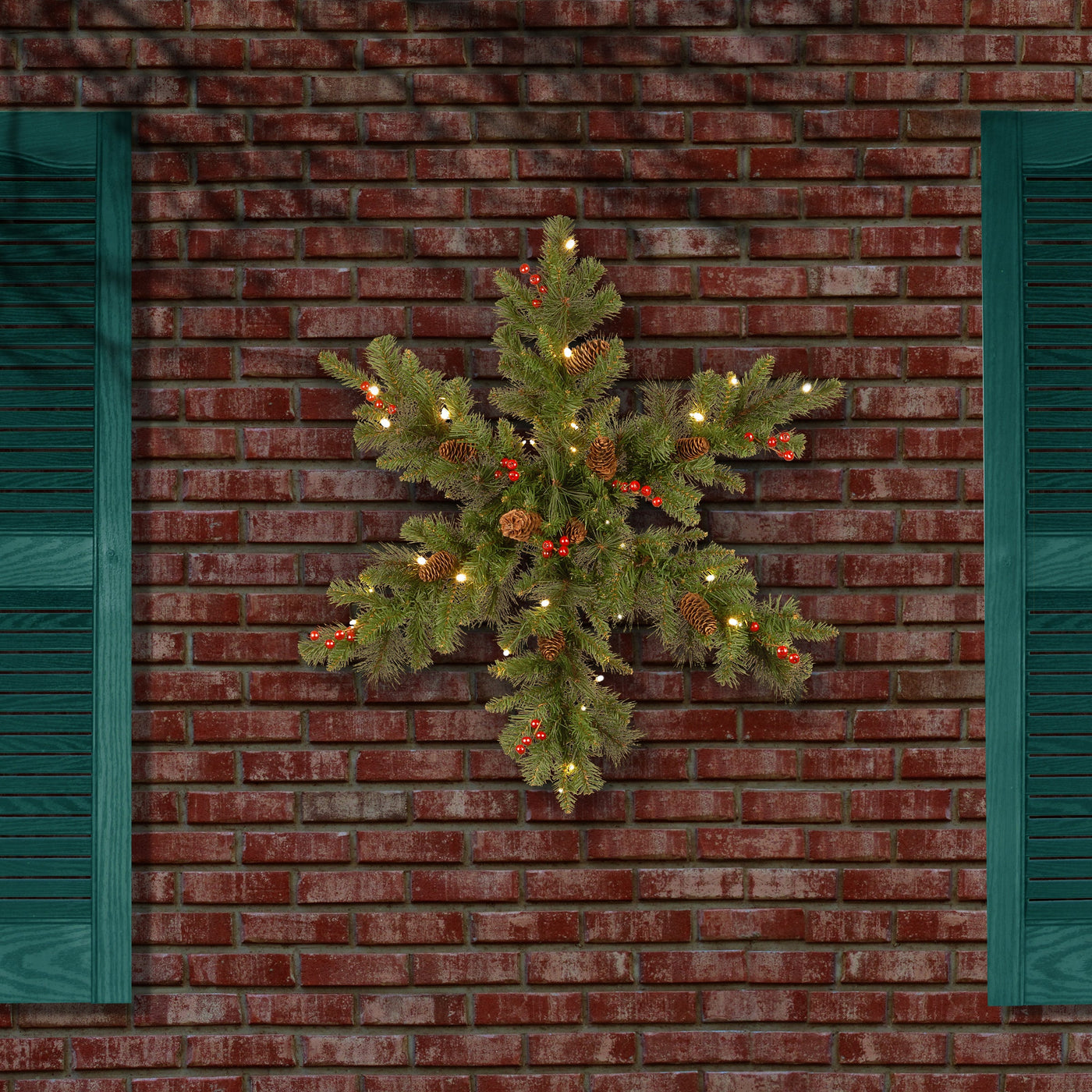 32 in. Pre-Lit Crestwood Spruce  Snowflake with Warm White LED Lights