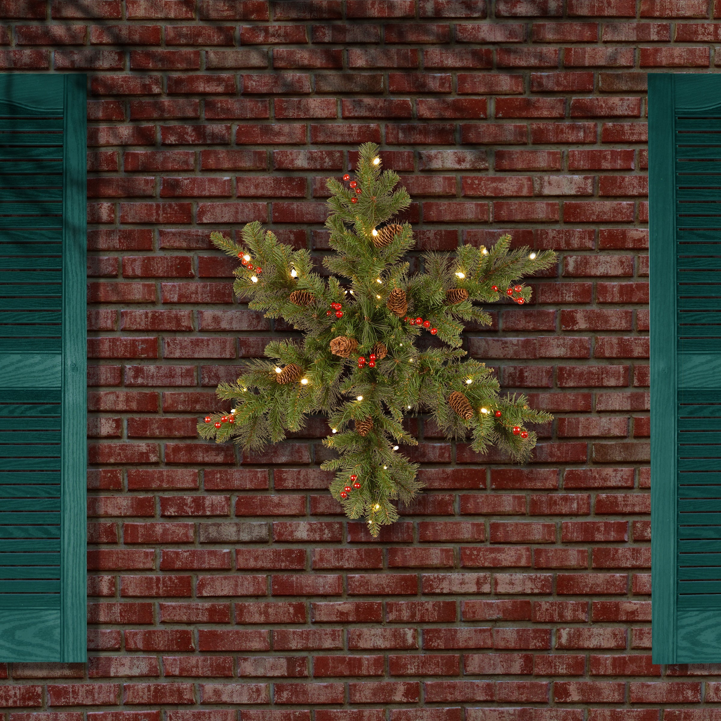 32 in. Pre-Lit Crestwood Spruce  Snowflake with Warm White LED Lights