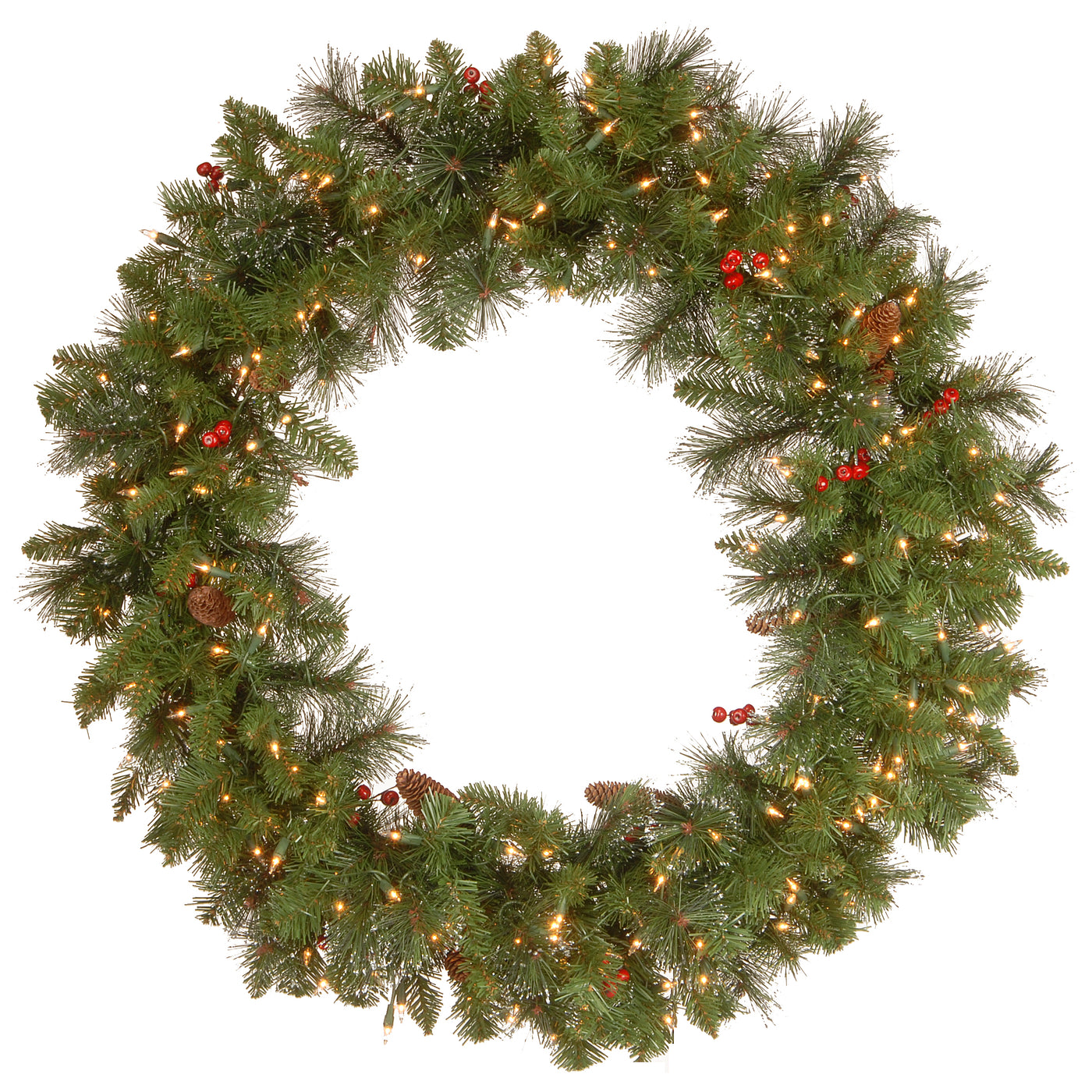 36 in. Pre-Lit Crestwood Spruce Wreath with Clear Lights