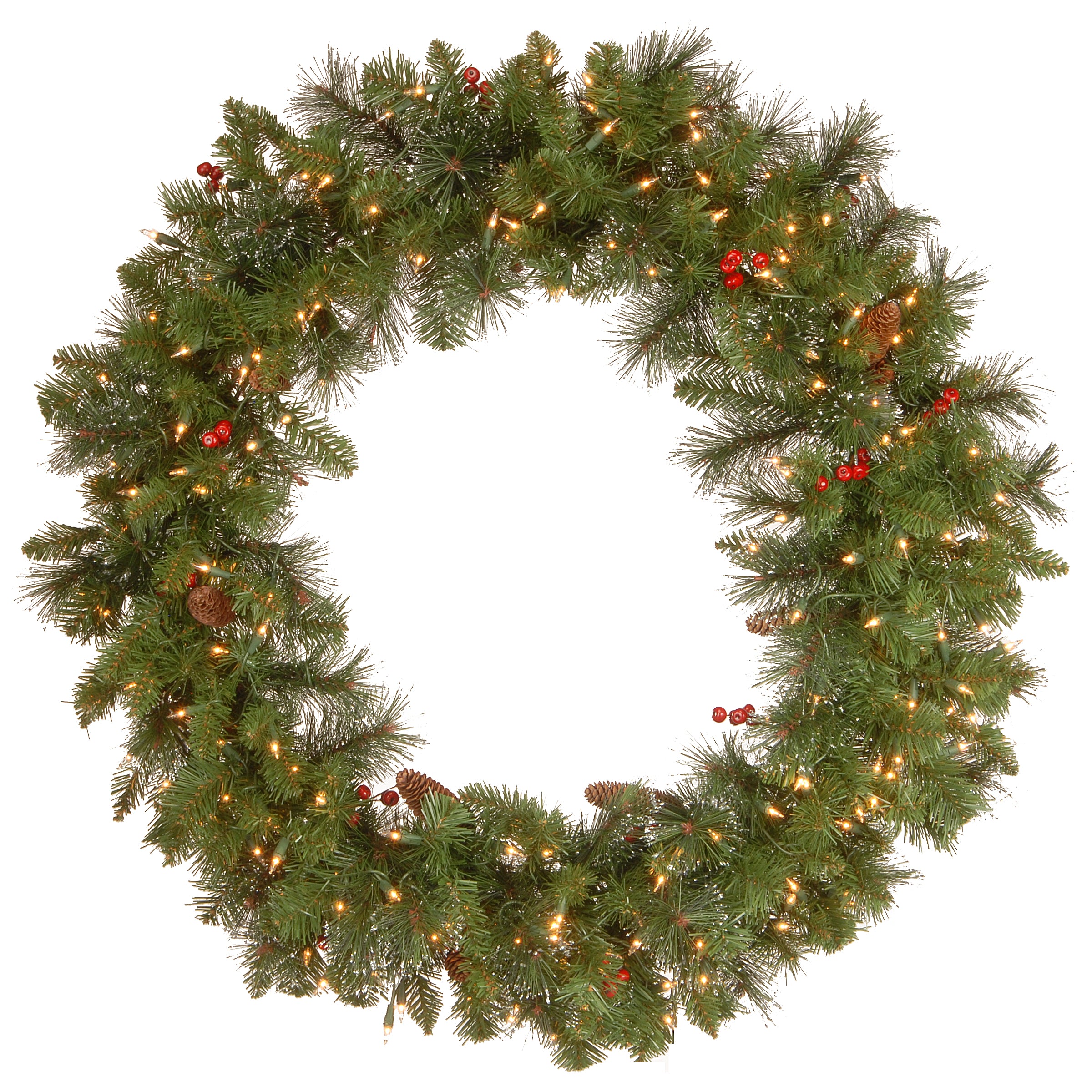 36 in. Pre-Lit Crestwood Spruce Wreath with Clear Lights