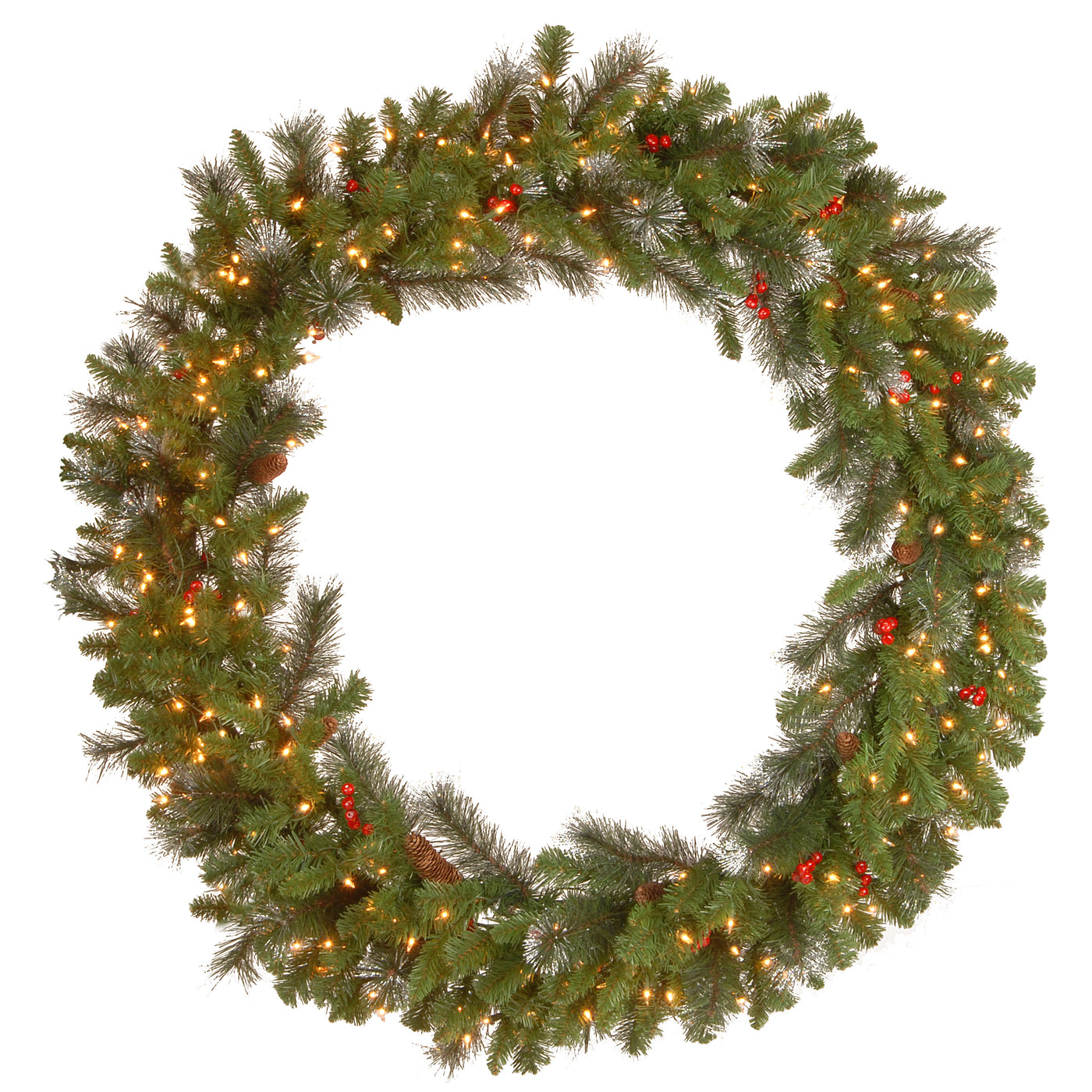 48 in.Pre-Lit Crestwood Spruce Wreath with Clear Lights