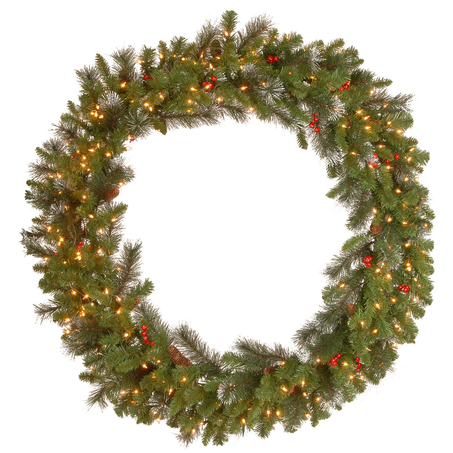48 in.Pre-Lit Crestwood Spruce Wreath with Clear Lights