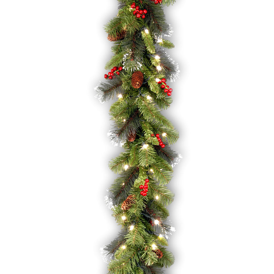 9 ft. Pre-Lit Crestwood Spruce Garland with Clear Lights