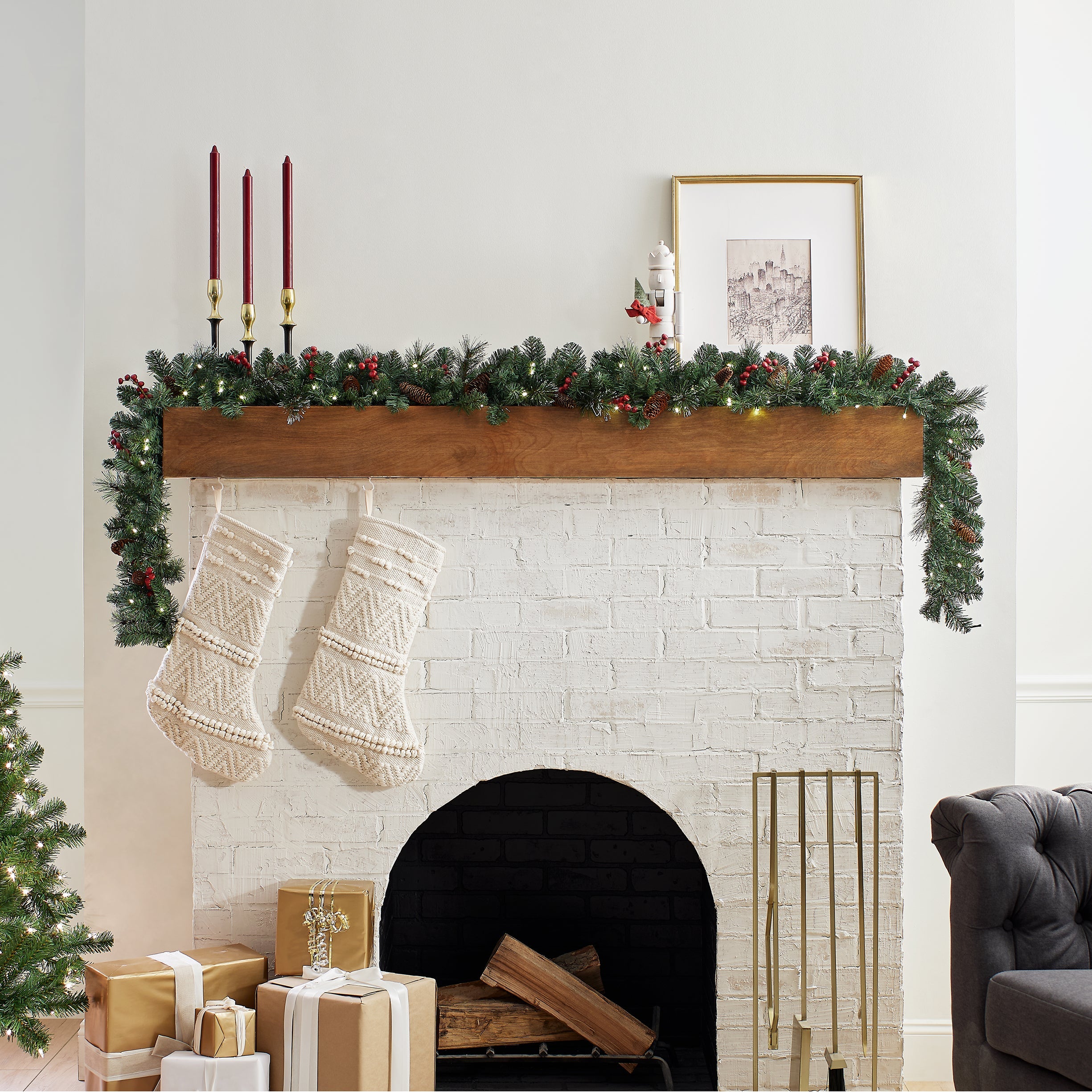 9 ft. Pre-Lit Crestwood Spruce Garland with LED Lights