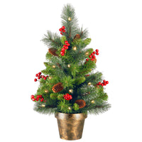 2 ft. Pre-Lit Crestwood Spruce Tree with Warm White LED Lights