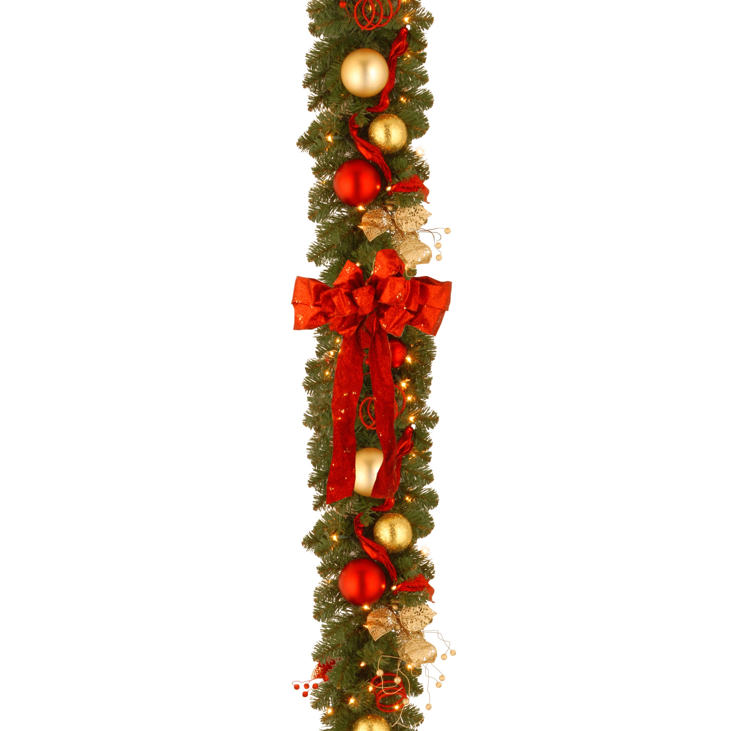 9 ft. Pre-Lit Decorative Collection Cozy Christmas Garland with Red and Clear Lights