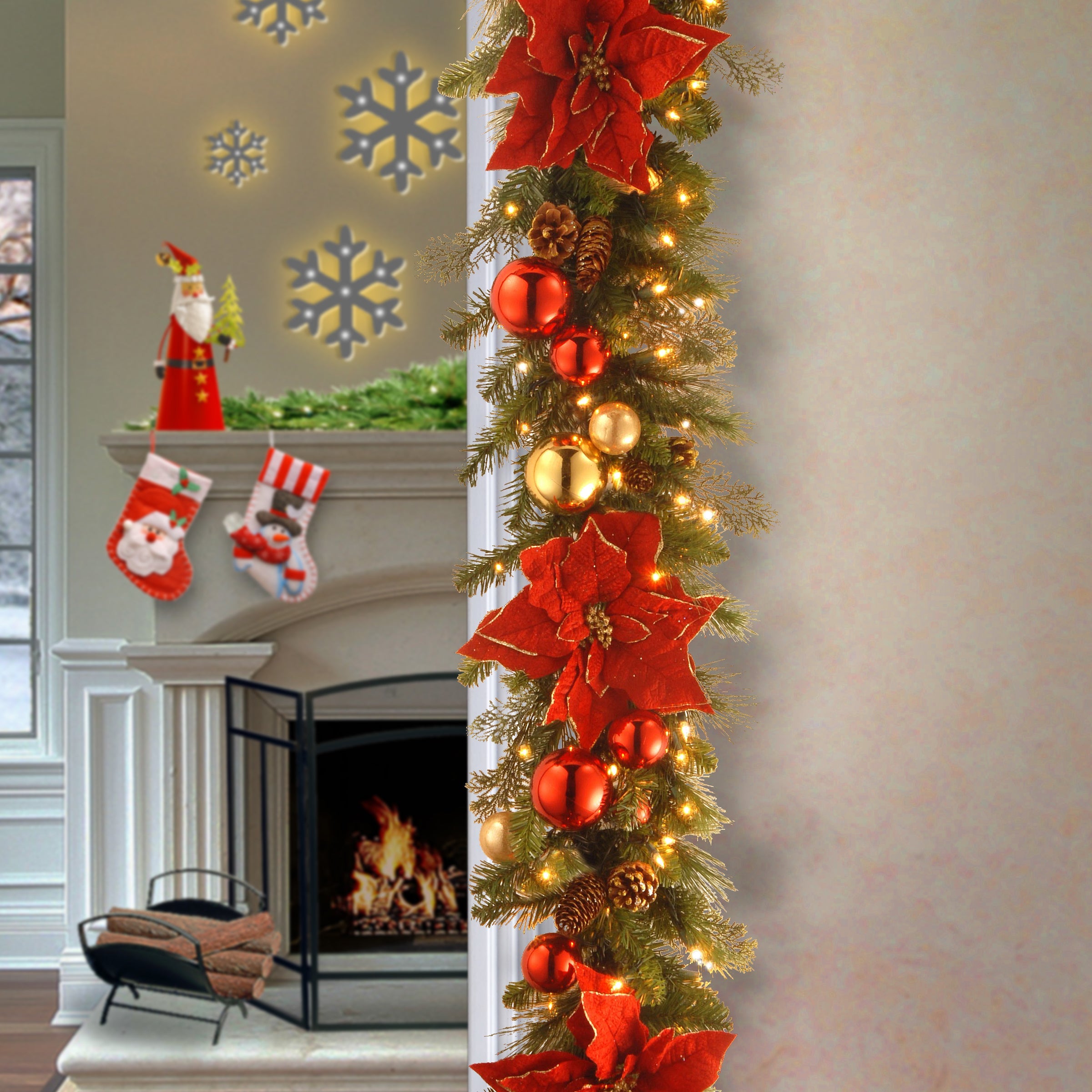 9 ft. Pre-Lit Decorative Collection Holiday Garland with Clear Lights