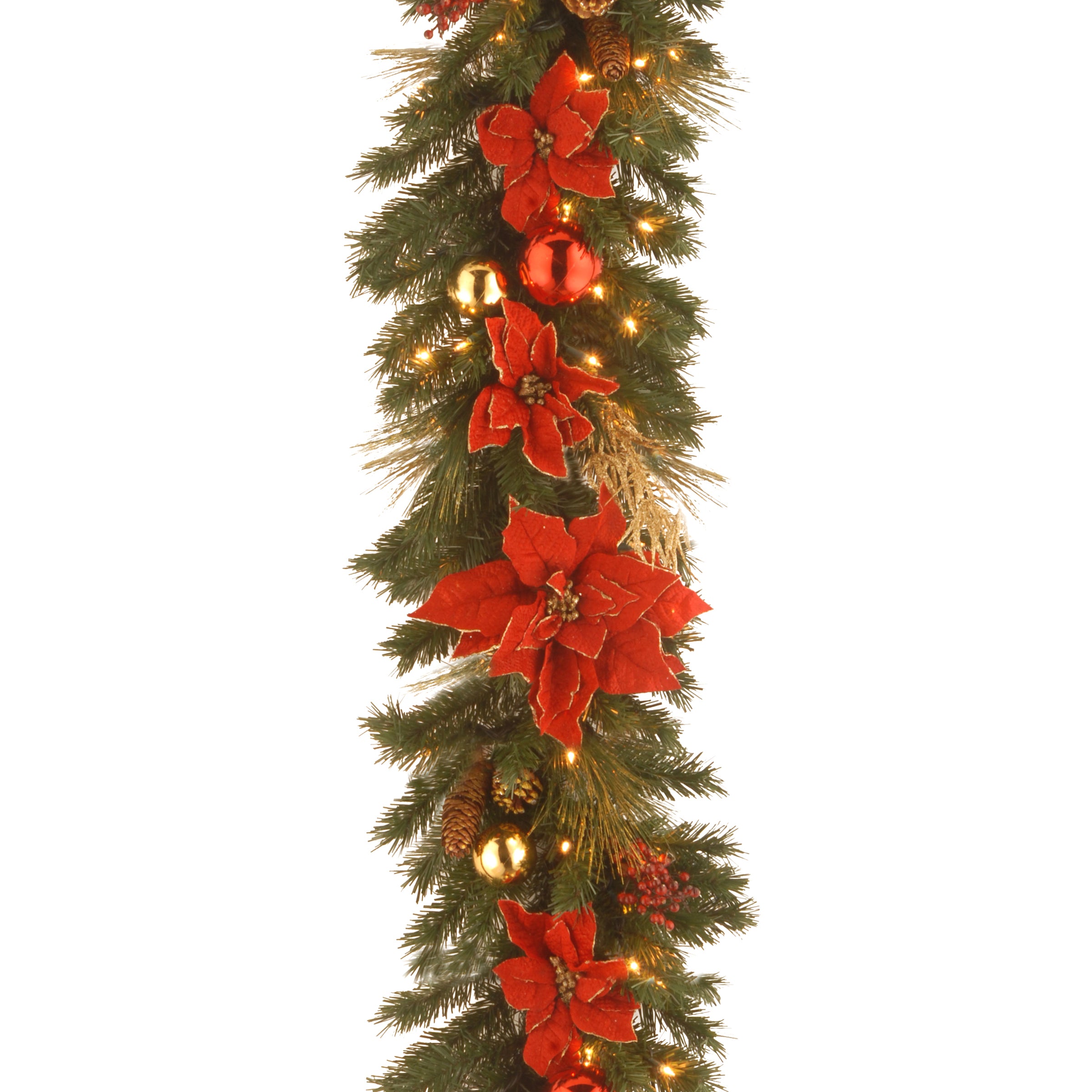 9 ft. Pre-Lit Decorative Collection Home Spun Garland with Clear Lights