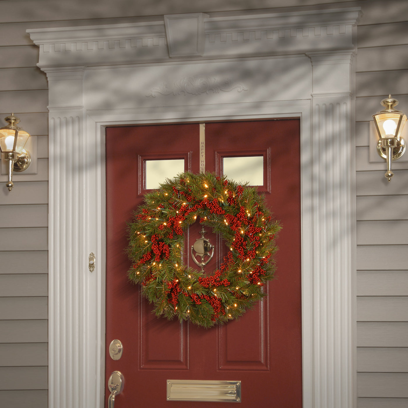 24 in. Pre-Lit Valley Pine Wreath with Warm White LED Lights