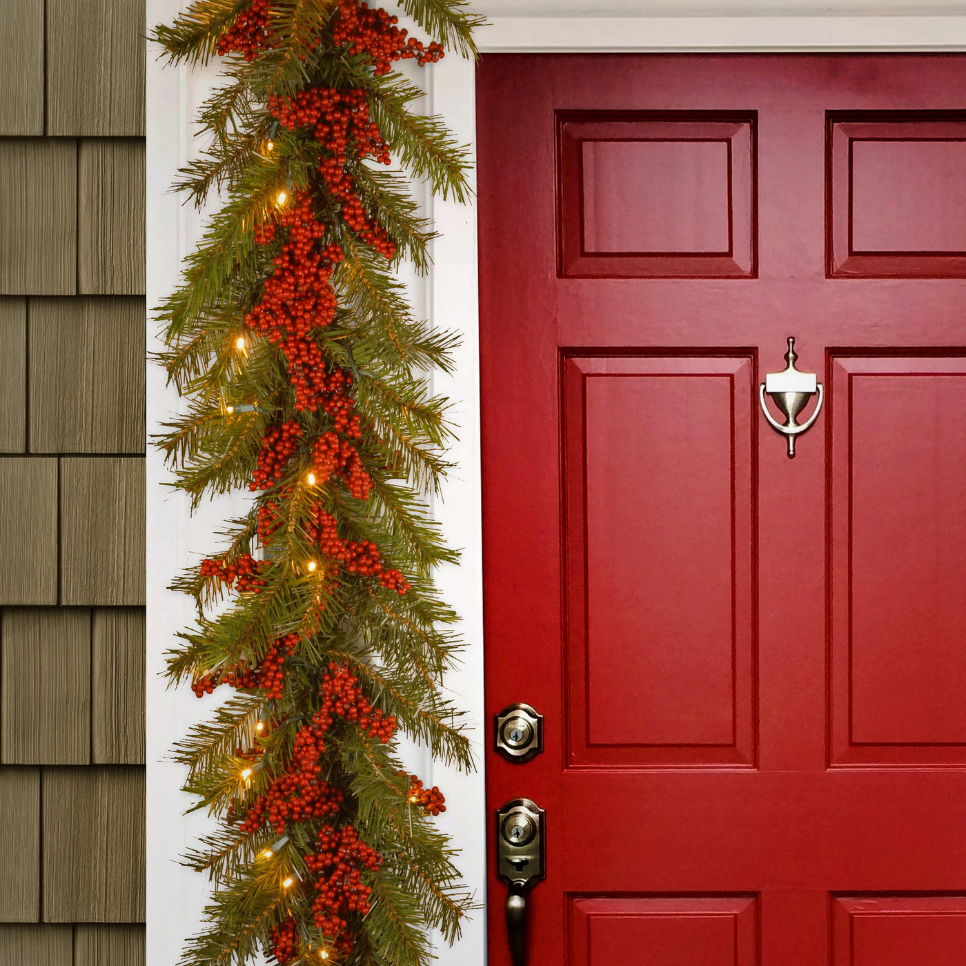 9 ft. Pre-Lit Valley Pine Garland with Warm White LED Lights