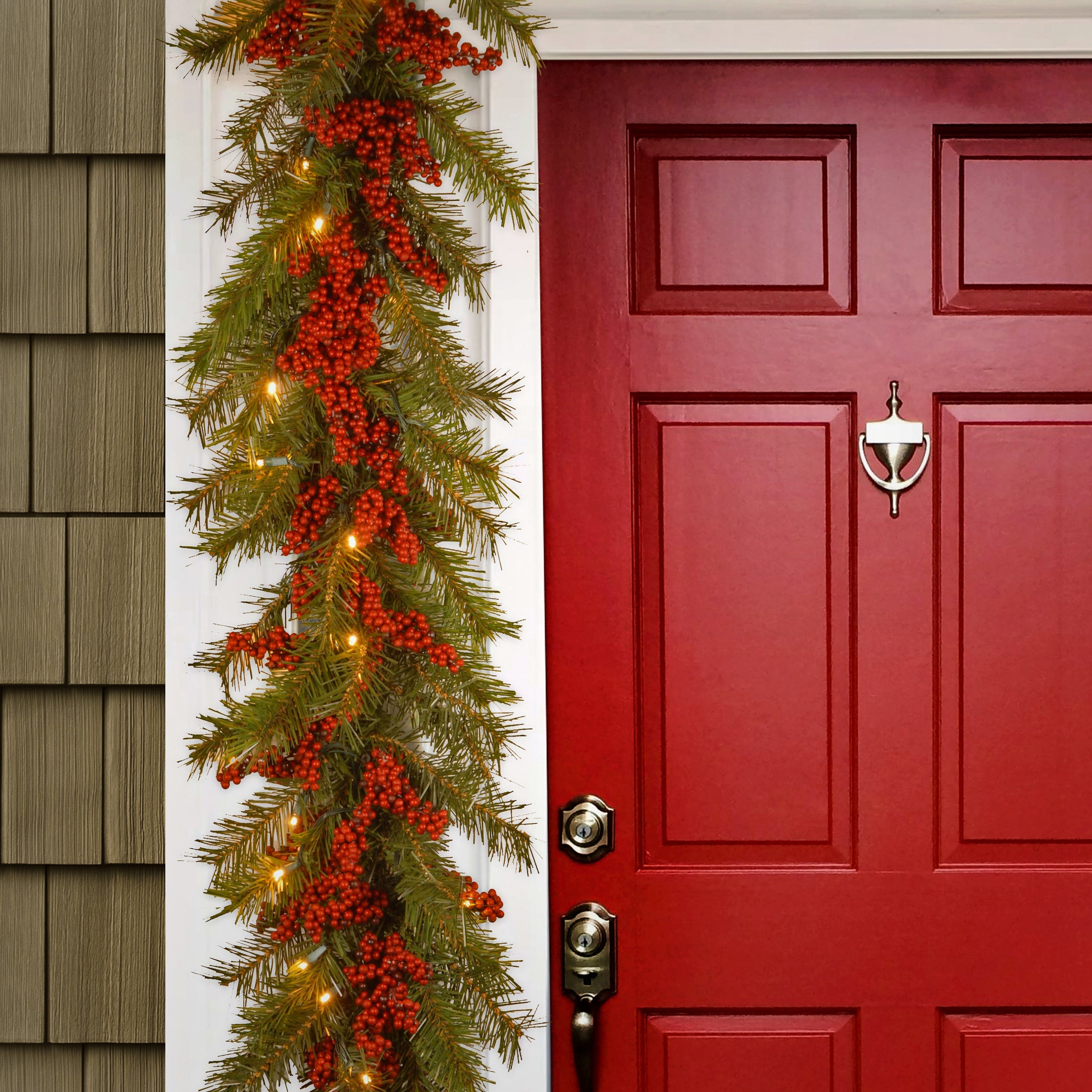 9 ft. Pre-Lit Valley Pine Garland with Warm White LED Lights